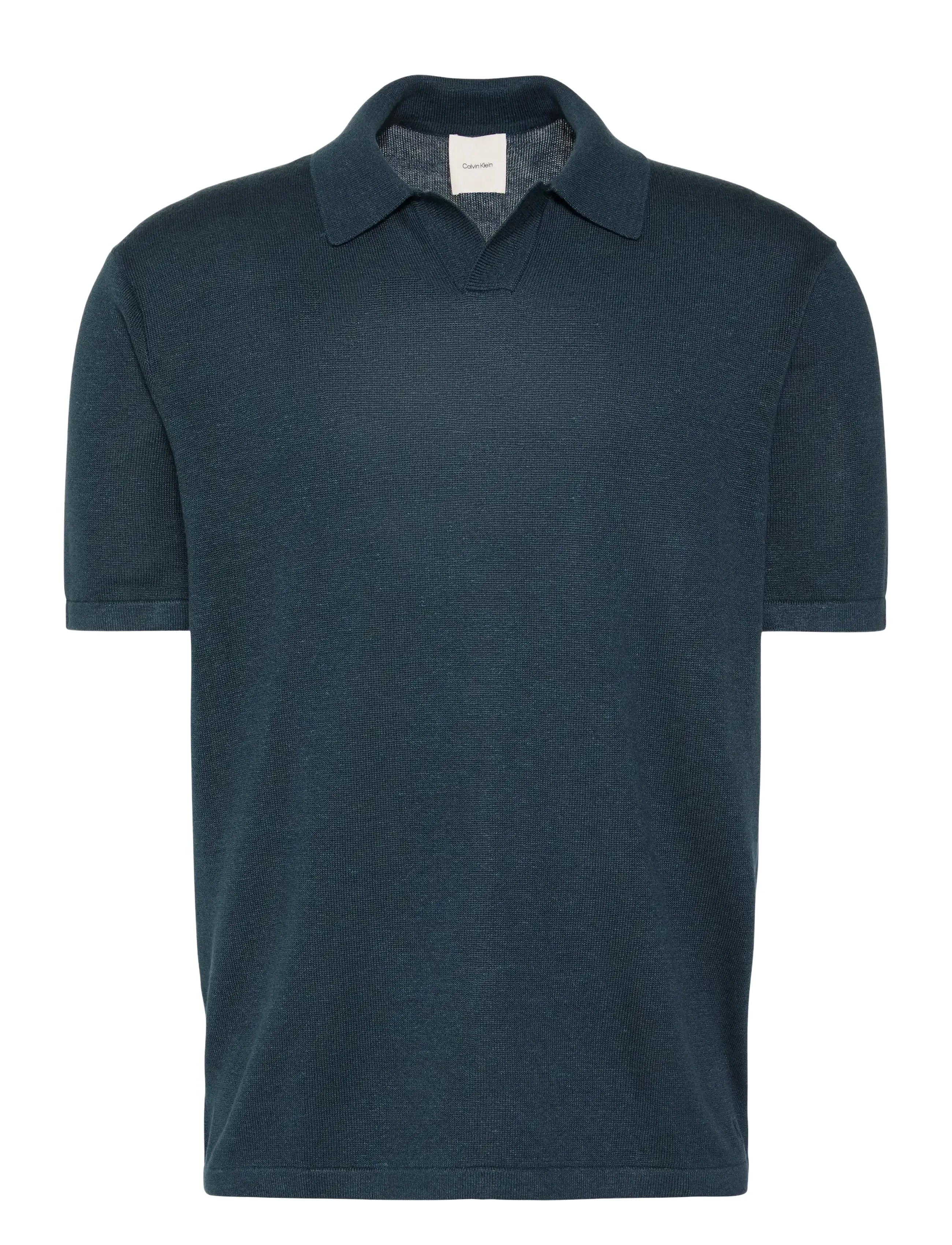 Calvin Klein SS LINEN BLND JOHNNY SWTR 12GG - Neulotut poolot - NAVY STONE / navy