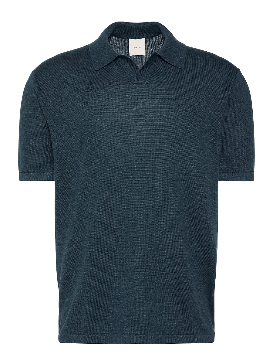 Calvin Klein - SS LINEN BLND JOHNNY SWTR 12GG - polostrik - navy stone - 0