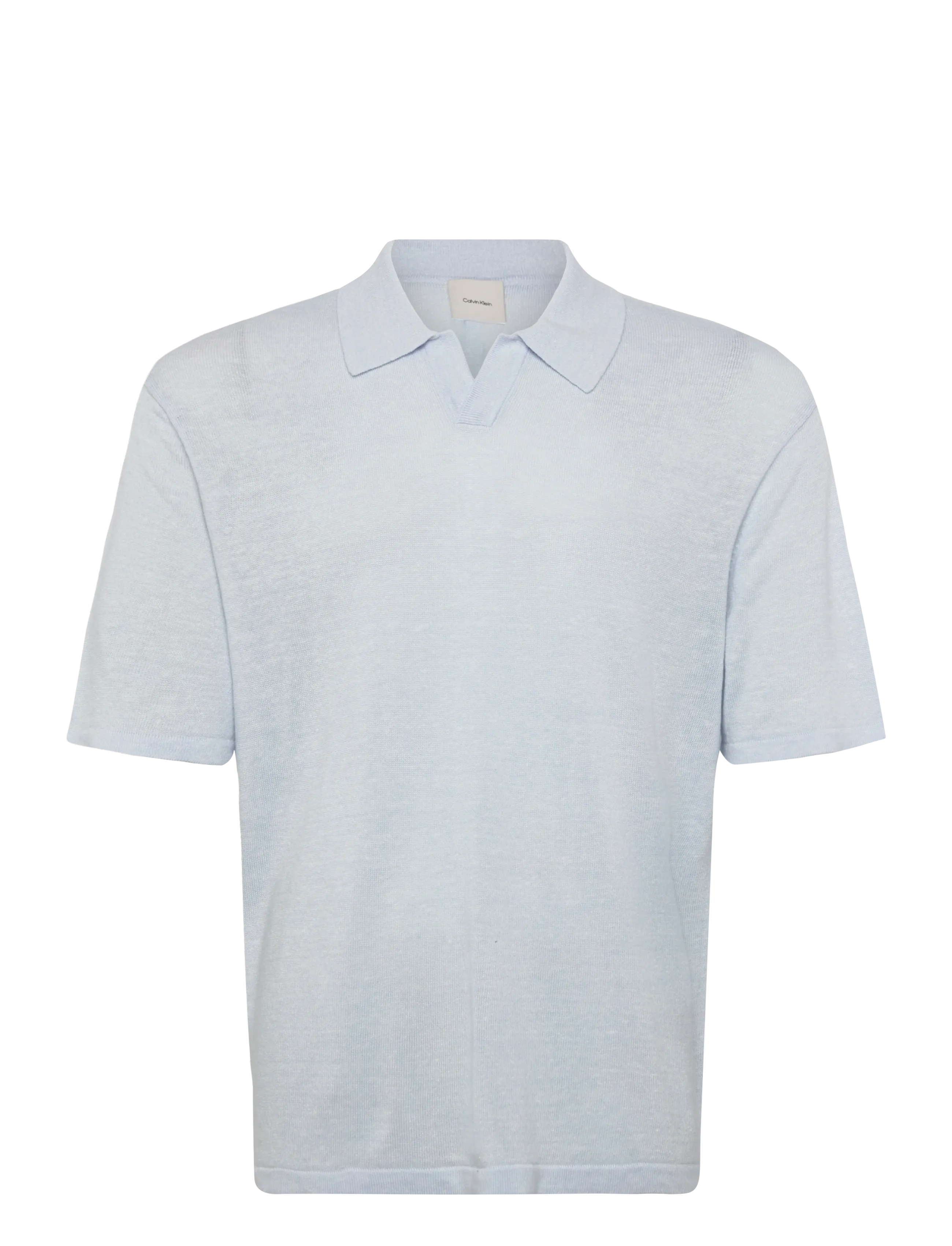 Calvin Klein SS LINEN BLND JOHNNY SWTR 12GG - Gestrickte Polohemden - PLEIN AIR / blue