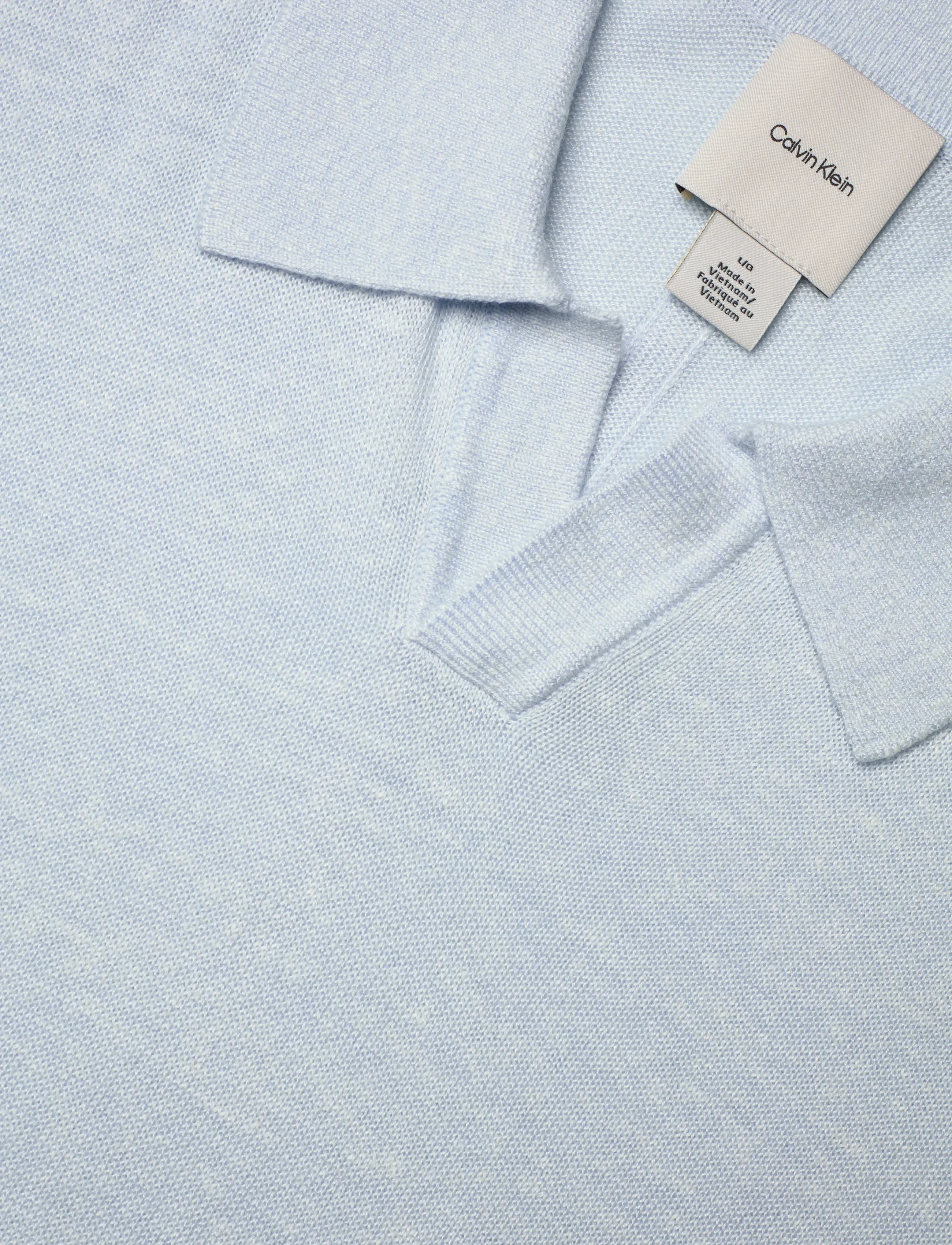 Calvin Klein - SS LINEN BLND JOHNNY SWTR 12GG - polostrik - plein air - 5