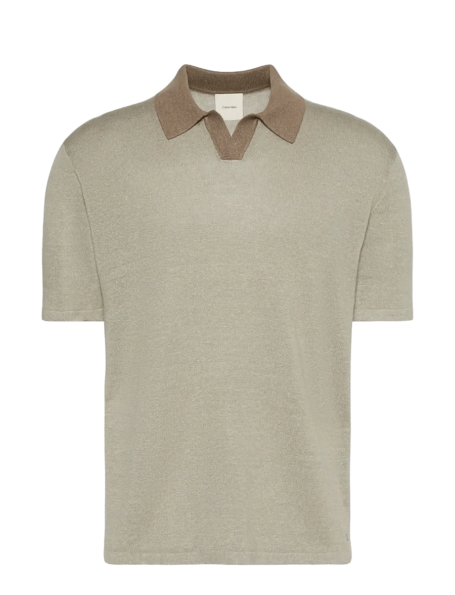 Calvin Klein - SS LINEN BLND JOHNNY SWTR 12GG - polostrik - shadow bungee cord - 1