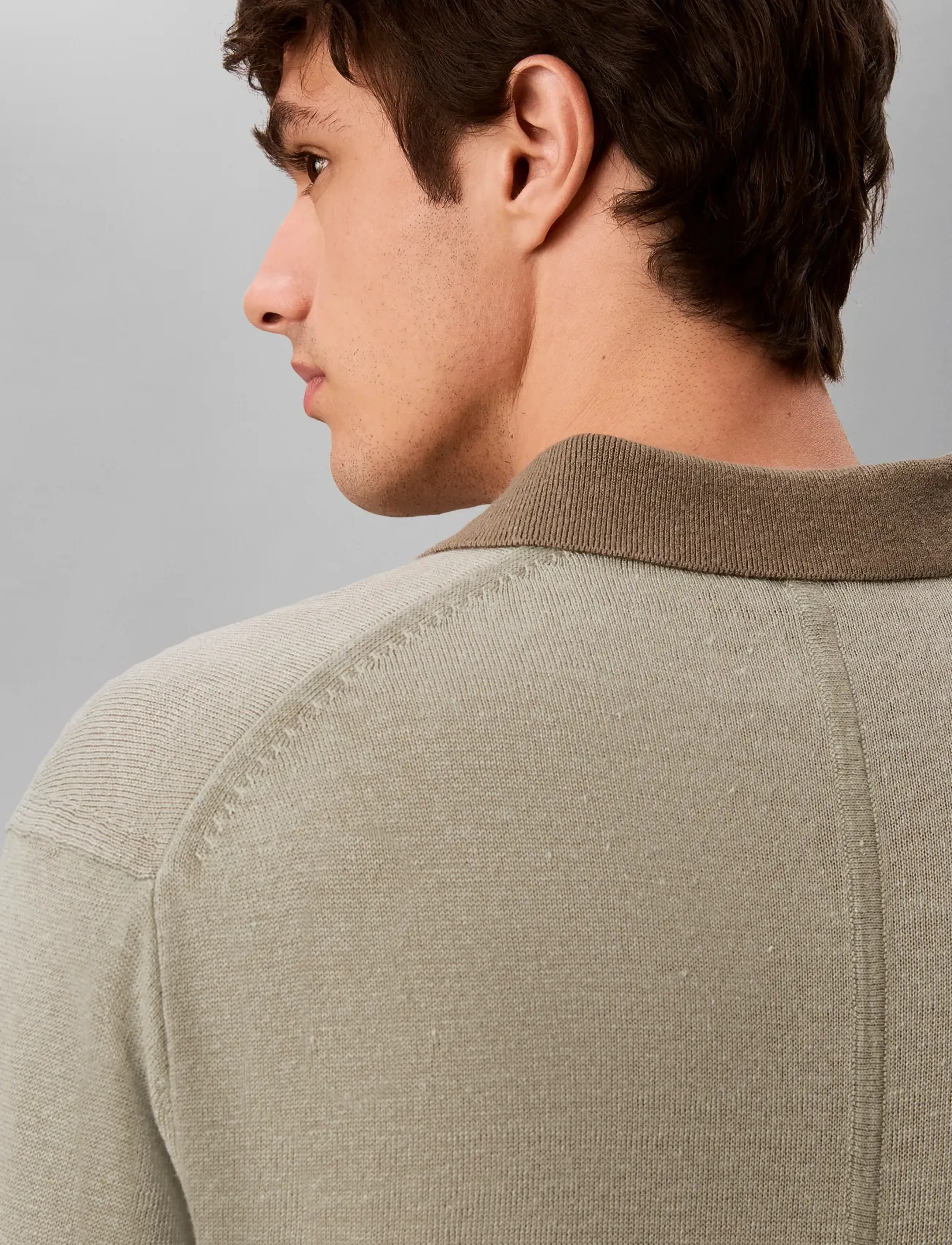 Calvin Klein - SS LINEN BLND JOHNNY SWTR 12GG - polostrik - shadow  bungee cord - 2