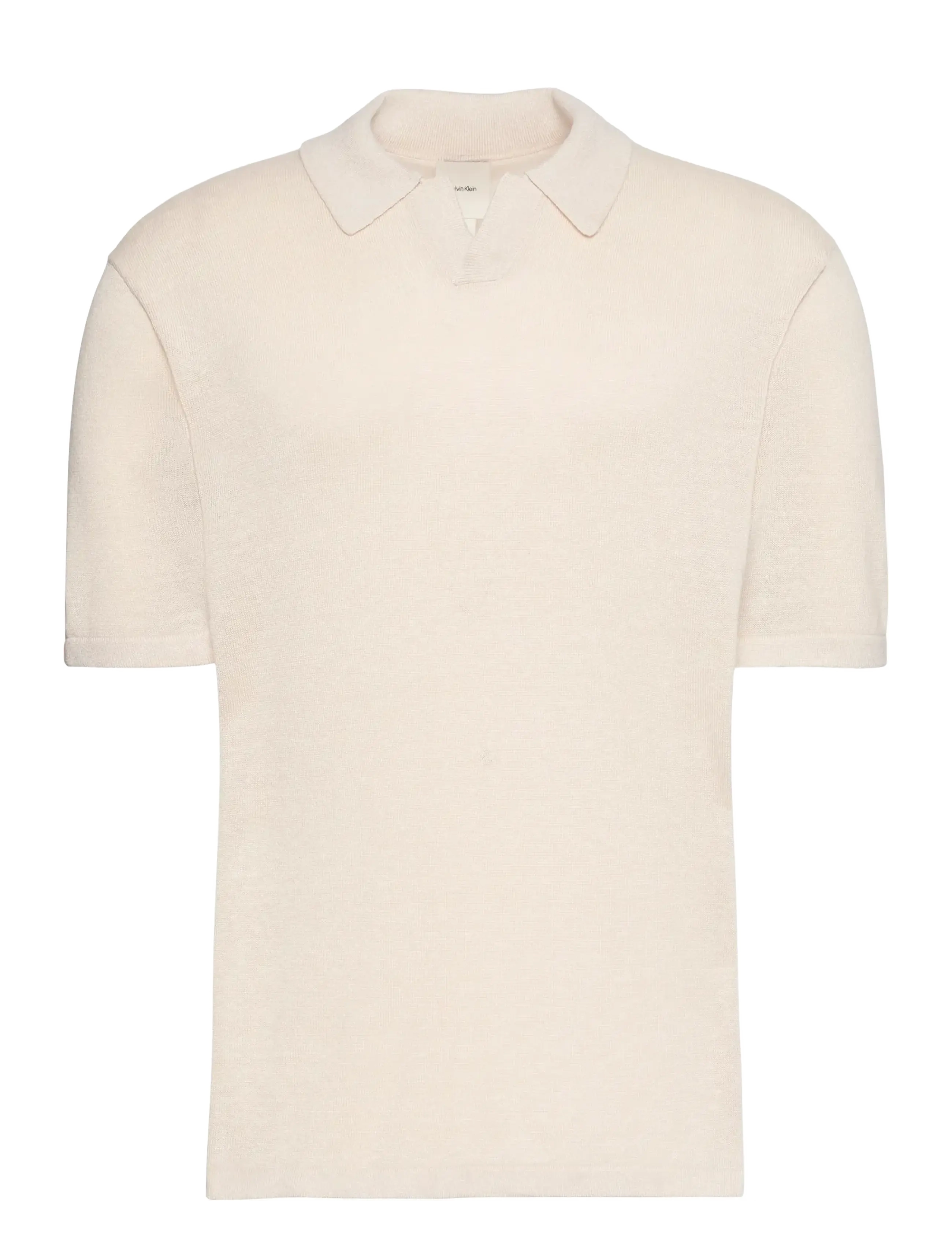 Calvin Klein SS LINEN BLND JOHNNY SWTR 12GG - Neulotut poolot - WHITE SAND / cream
