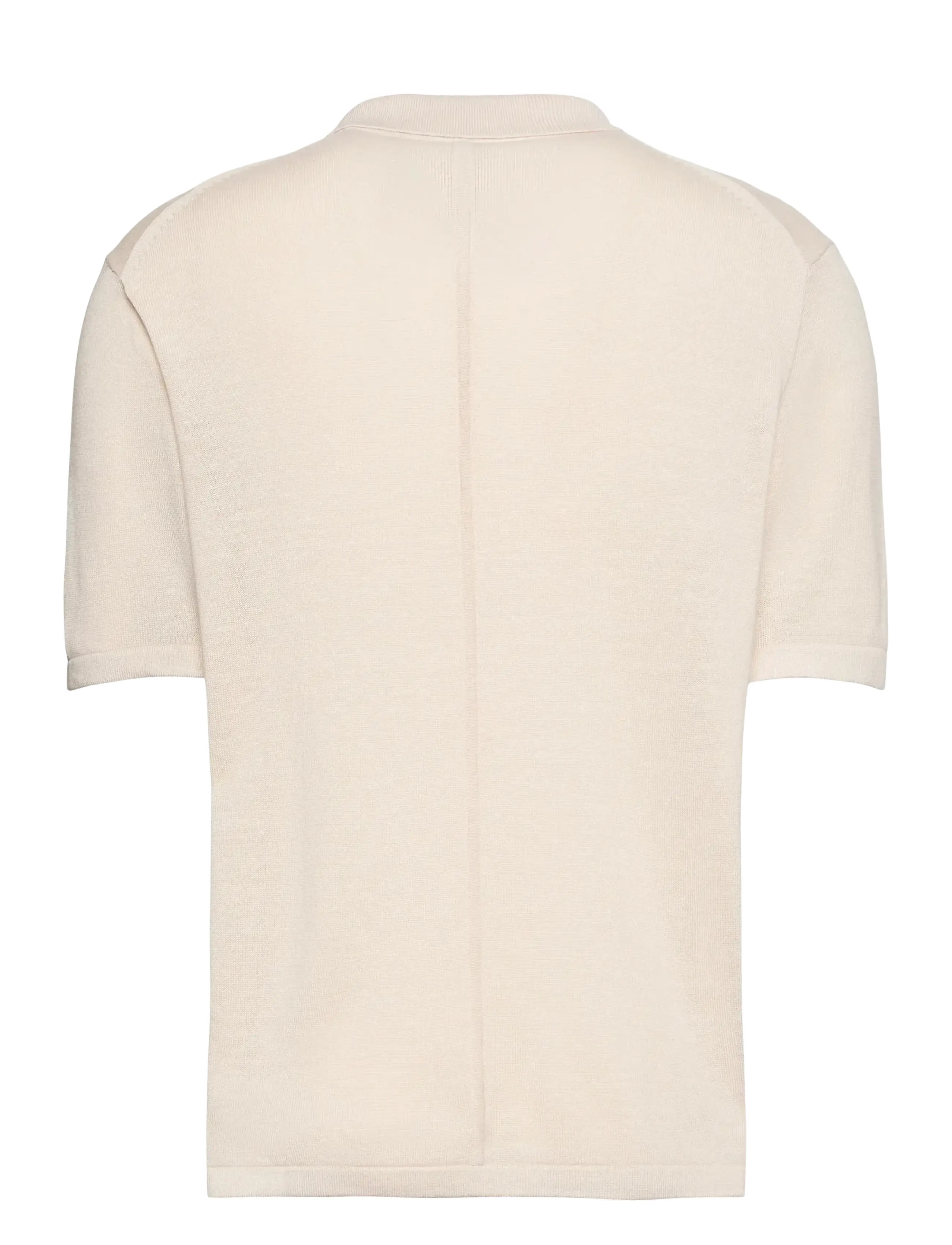 Calvin Klein - SS LINEN BLND JOHNNY SWTR 12GG - langärmlige strick-polohemden - white sand - 1