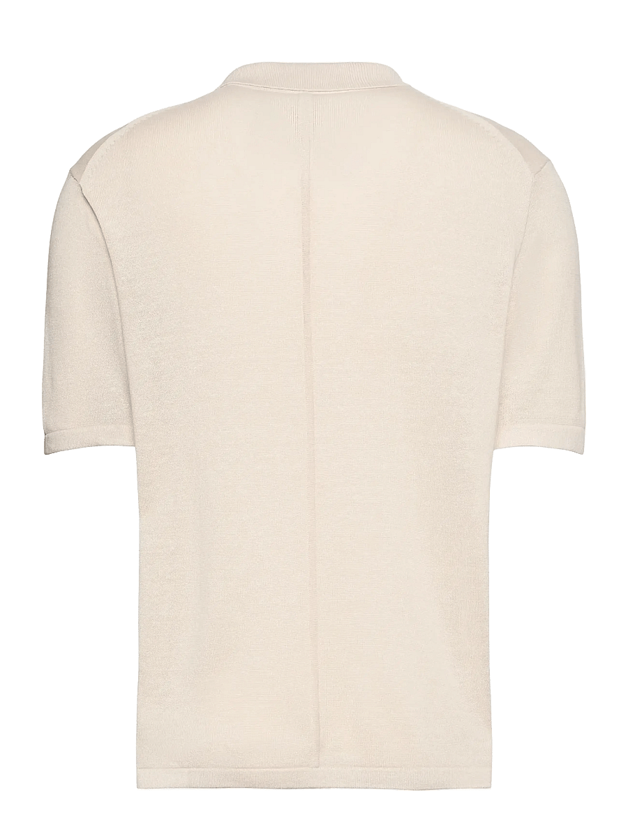 Calvin Klein - SS LINEN BLND JOHNNY SWTR 12GG - langärmlige strick-polohemden - white sand - 1