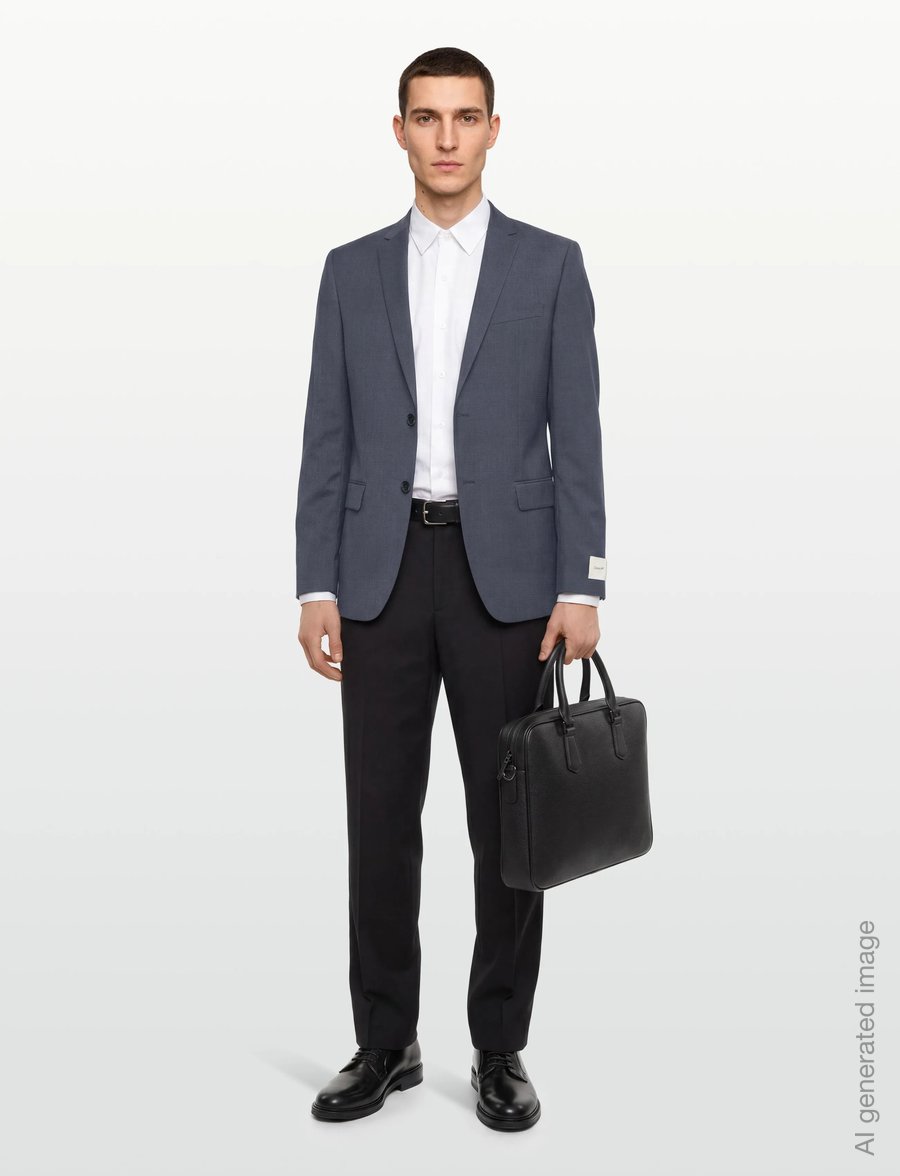 Calvin Klein - LS MICRO GRID SLIM BLAZER - einreiher - slate blue - 0