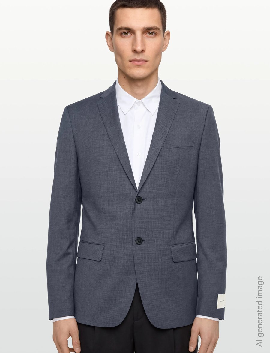Calvin Klein - LS MICRO GRID SLIM BLAZER - einreiher - slate blue - 3