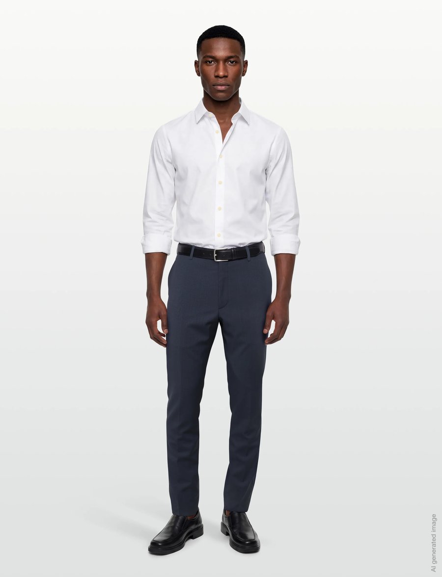 Calvin Klein - MICRO GRID SLIM TROUSER - habitbukser - dark sapphire - 0