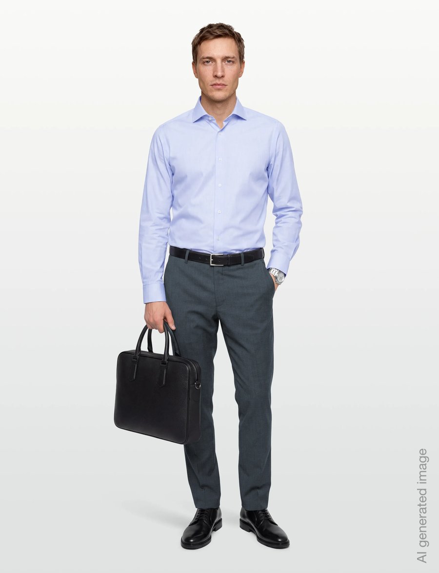 Calvin Klein - MICRO GRID SLIM TROUSER - habitbukser - slate blue - 0