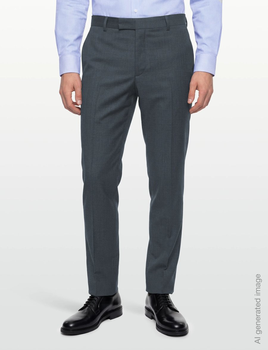 Calvin Klein - MICRO GRID SLIM TROUSER - habitbukser - slate blue - 3