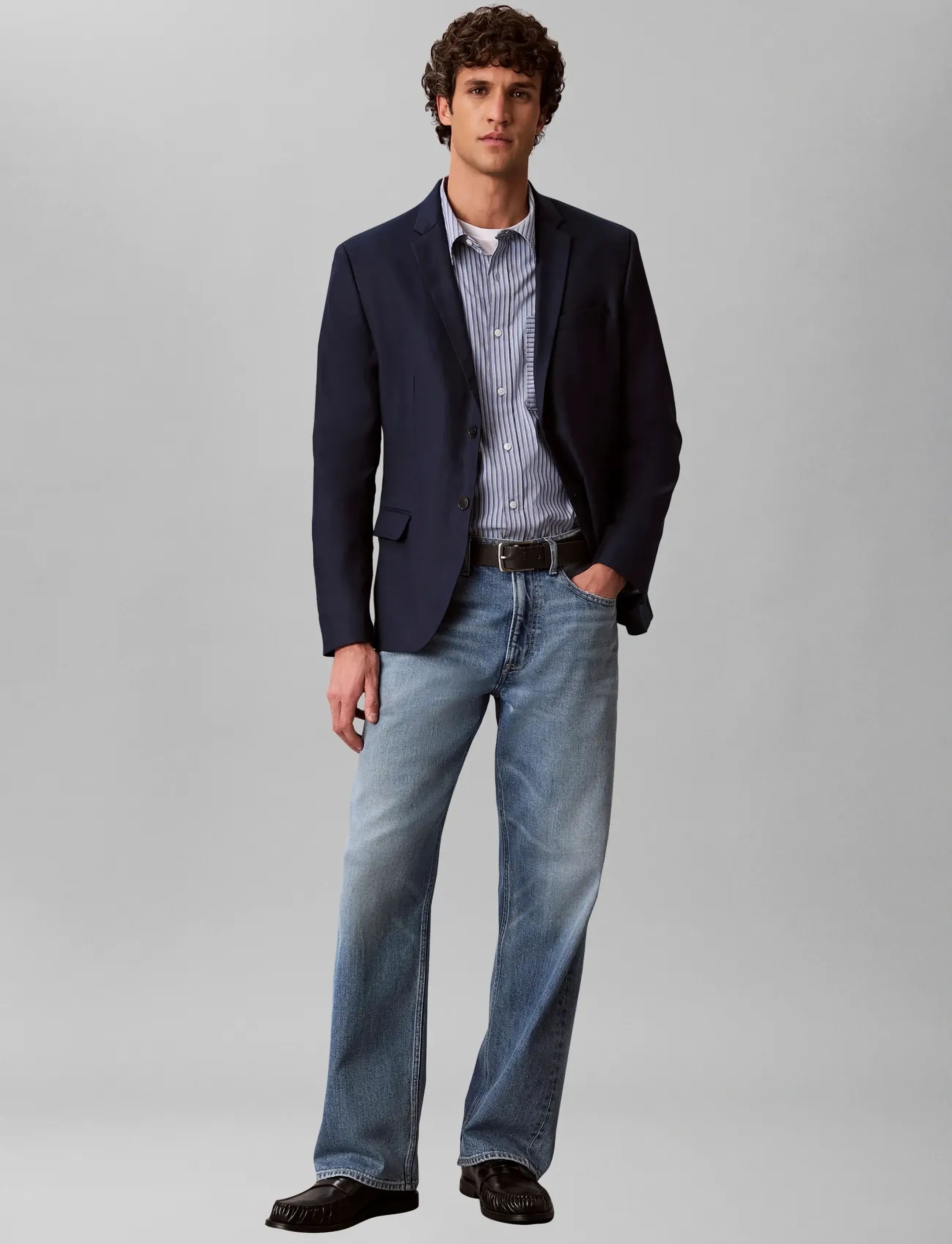 Calvin Klein LS LINEN LYOCELL SLIM BLAZER - Kleidung - DARK SAPPHIRE / navy
