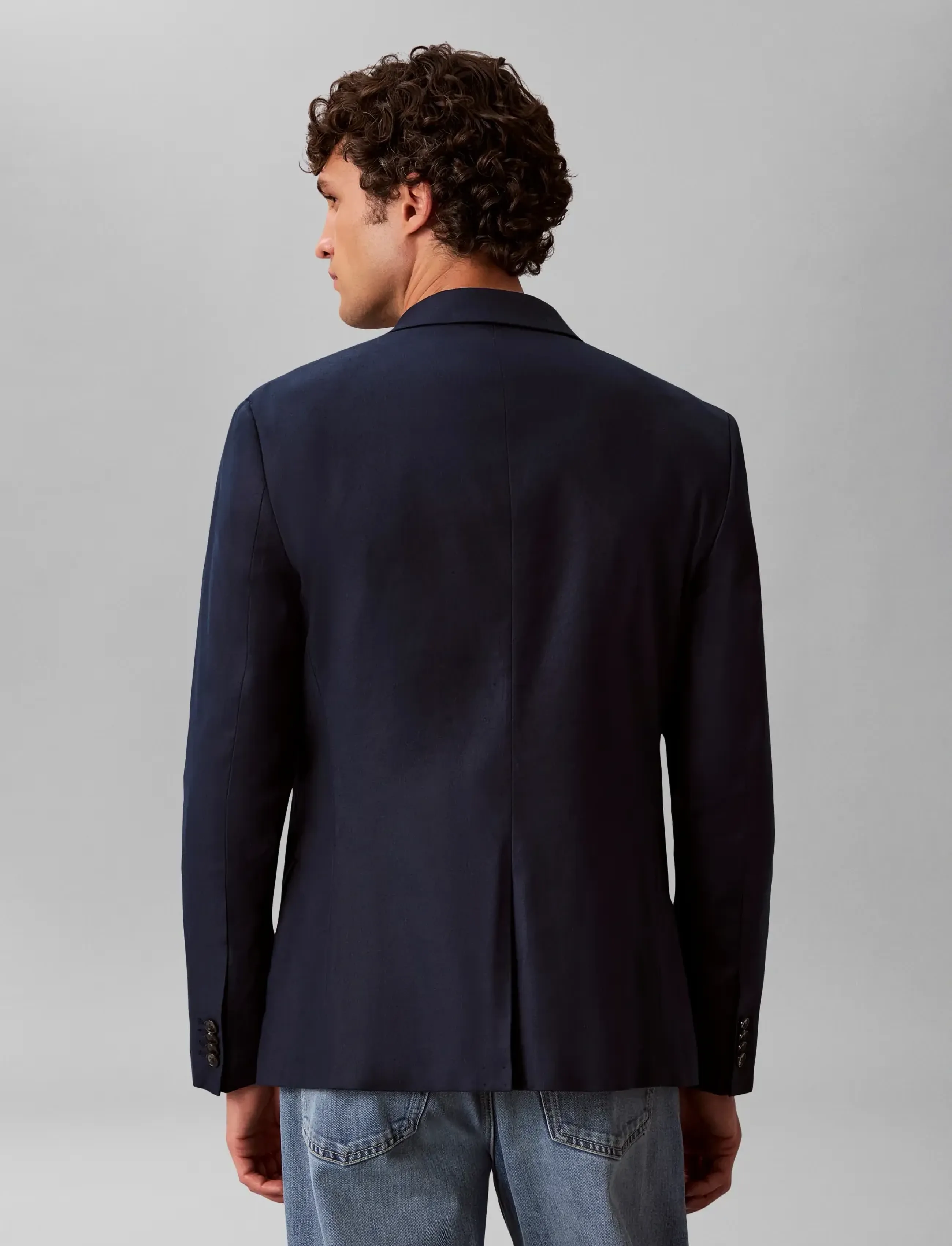 Calvin Klein - LS LINEN LYOCELL SLIM BLAZER - enkeltradede blazere - dark sapphire - 2