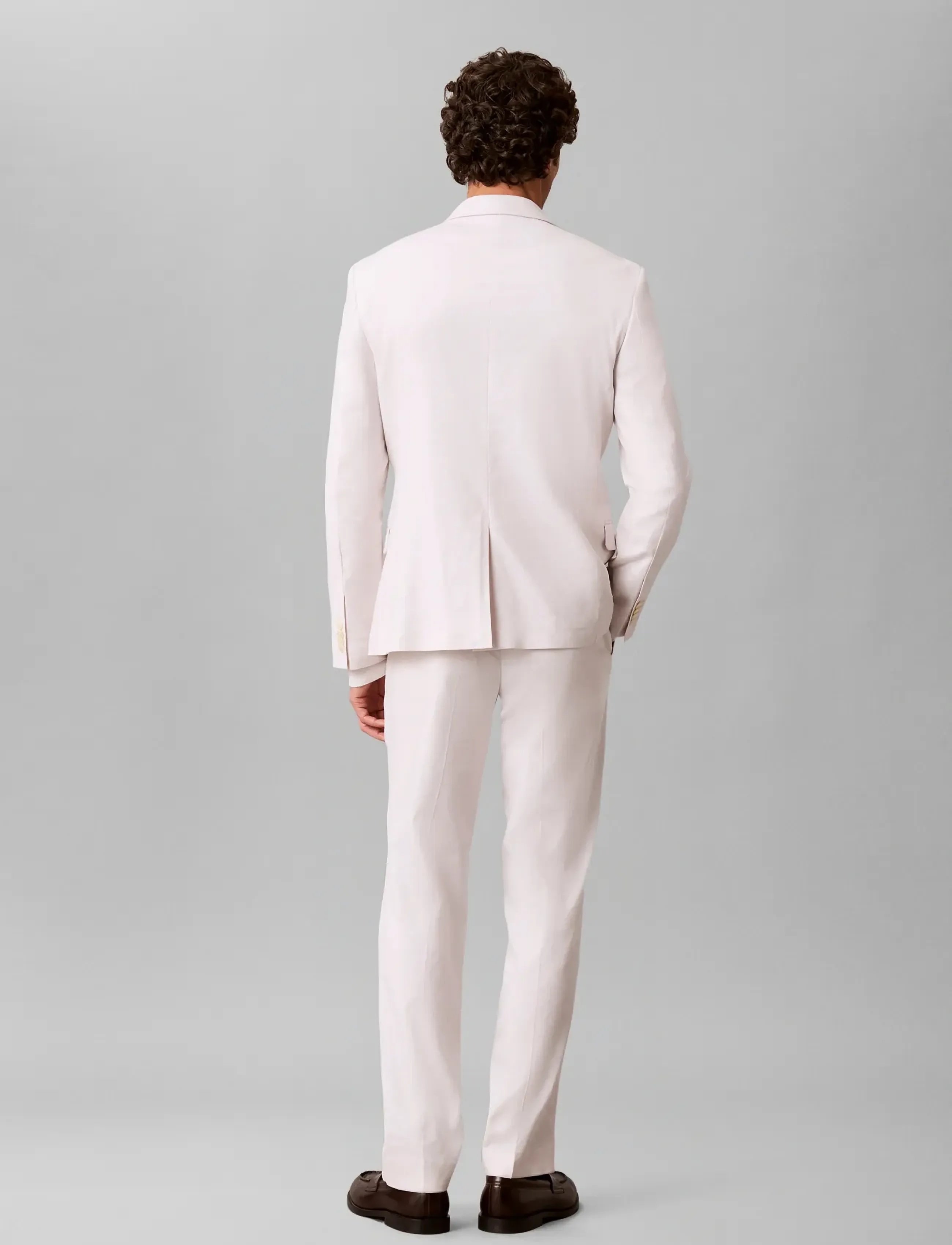 Calvin Klein - LS LINEN LYOCELL SLIM BLAZER - enkelknäppta kavajer - white sand - 2