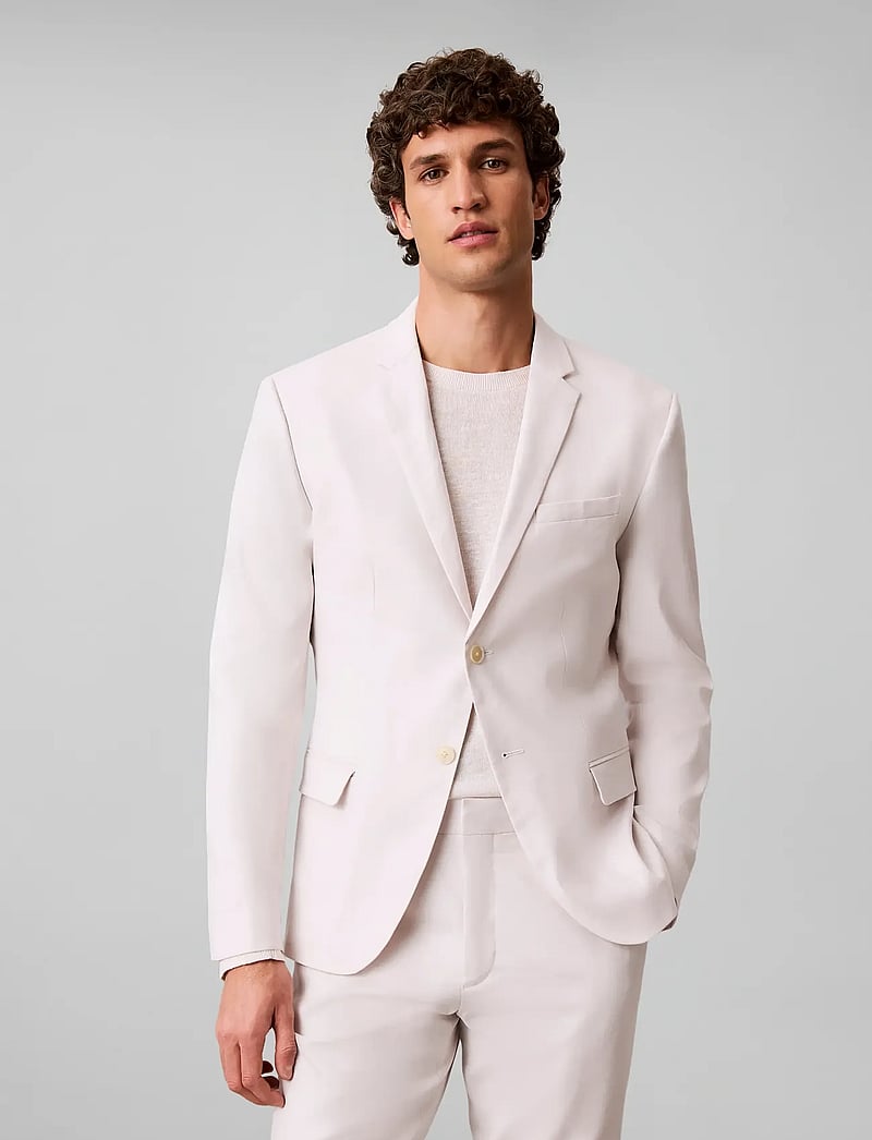 Calvin Klein - LS LINEN LYOCELL SLIM BLAZER - enkeltradede blazere - white sand - 3