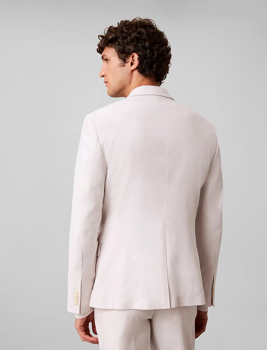 Calvin Klein - LS LINEN LYOCELL SLIM BLAZER - enkelknäppta kavajer - white sand - 4