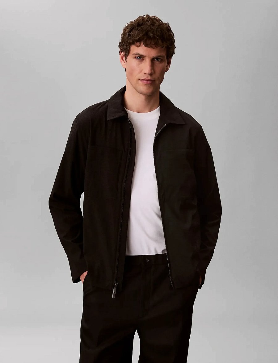 Calvin Klein - LS SEERSUCKER BLOUSON JACKET - fall jackets - black - 3