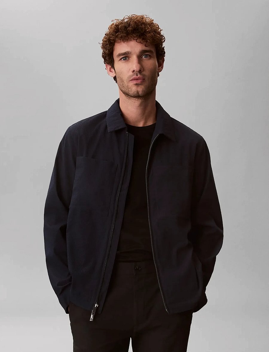 Calvin Klein - LS SEERSUCKER BLOUSON JACKET - herfstjassen - dark sapphire - 3