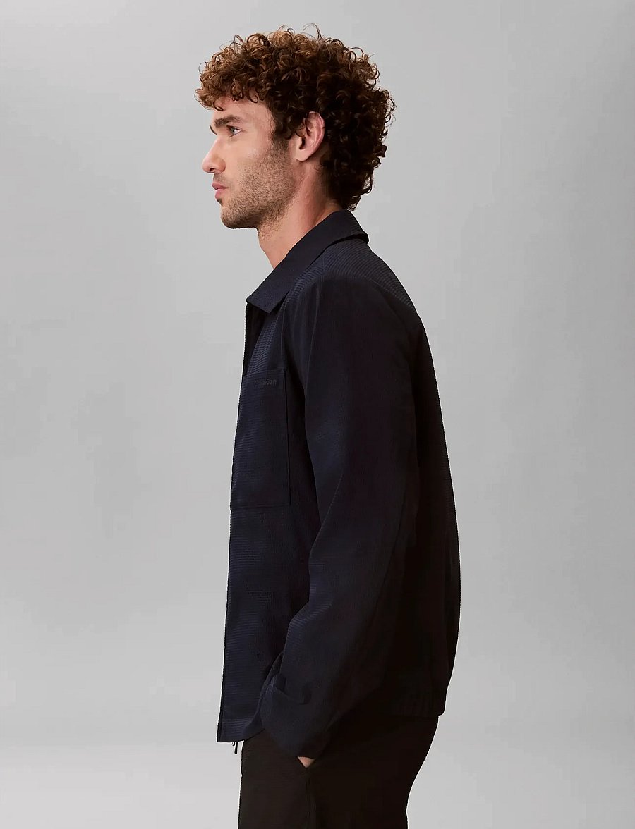Calvin Klein - LS SEERSUCKER BLOUSON JACKET - herfstjassen - dark sapphire - 4