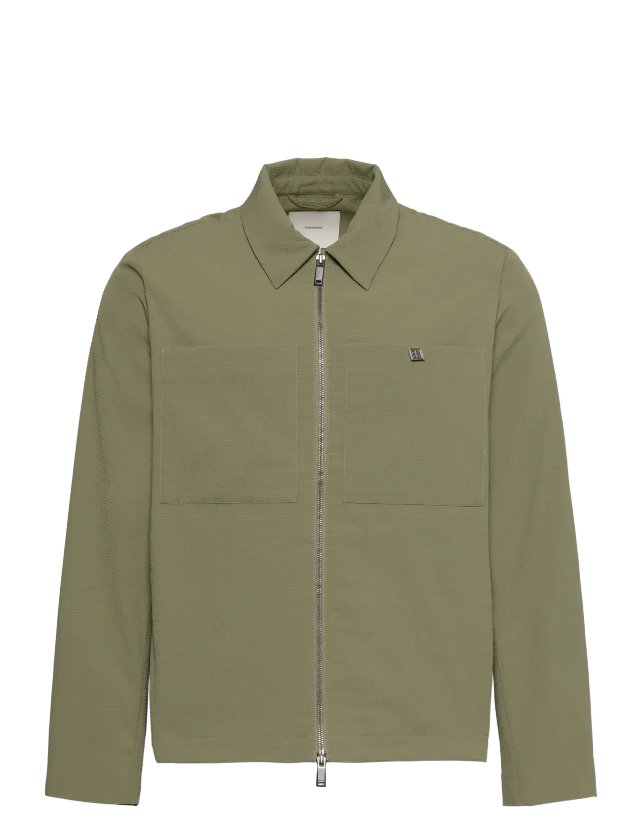 Calvin Klein LS SEERSUCKER BLOUSON JACKET - Kläder - DEEP LICHEN GREEN / khaki/green