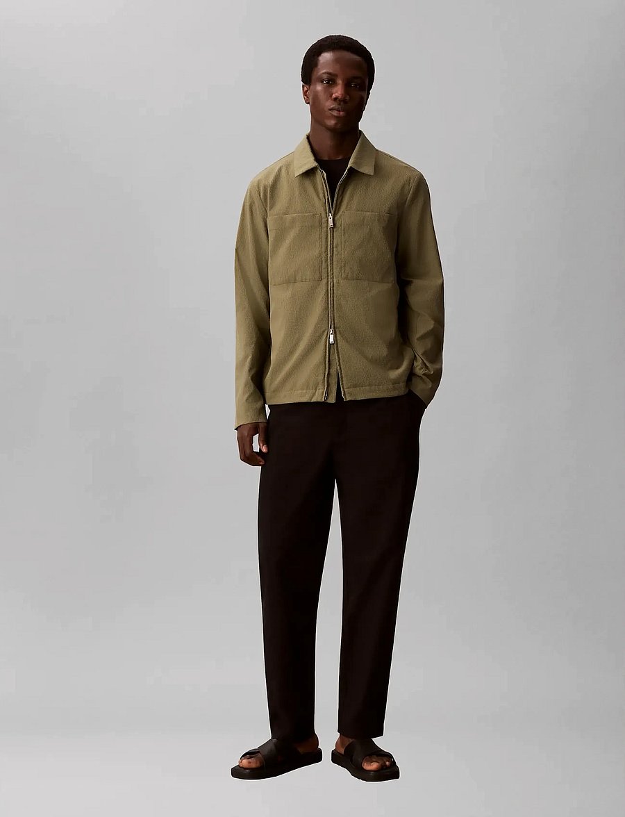 Calvin Klein - LS SEERSUCKER BLOUSON JACKET - herbstjacken - deep lichen green - 0