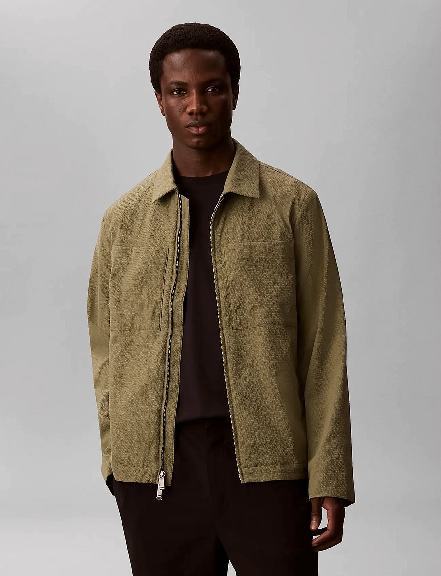 Calvin Klein - LS SEERSUCKER BLOUSON JACKET - herbstjacken - deep lichen green - 3