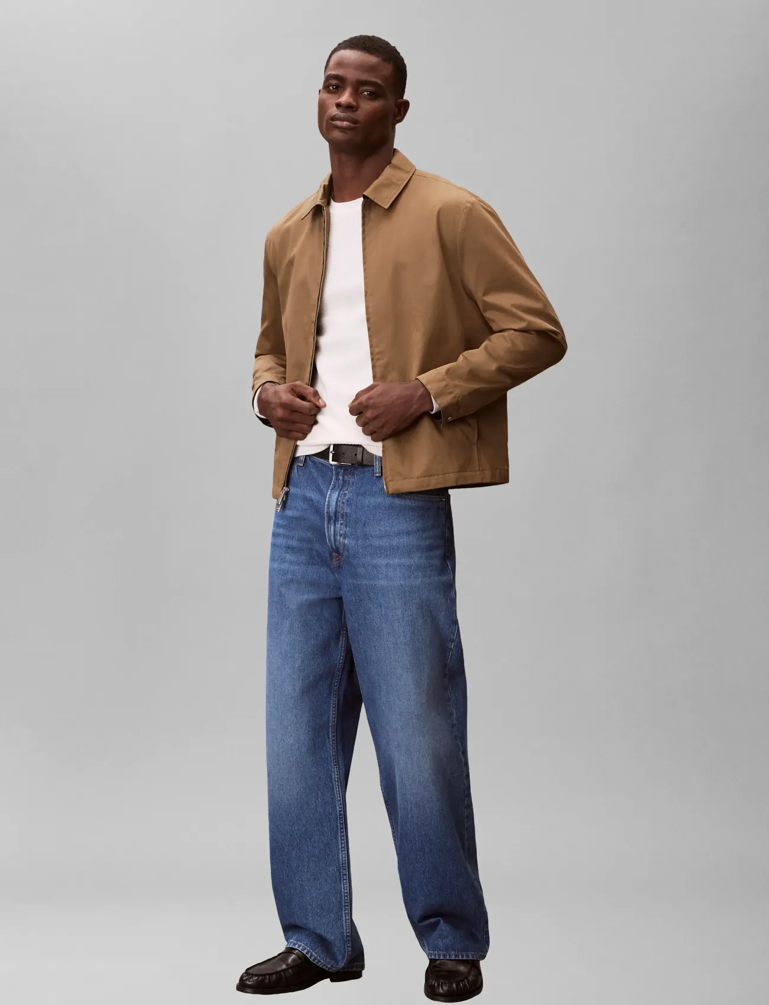 Calvin Klein Ls Cotton Wing Collar Shirt Jack, Mænd, Skjortejakke, Kakigrøn, Str: XL
