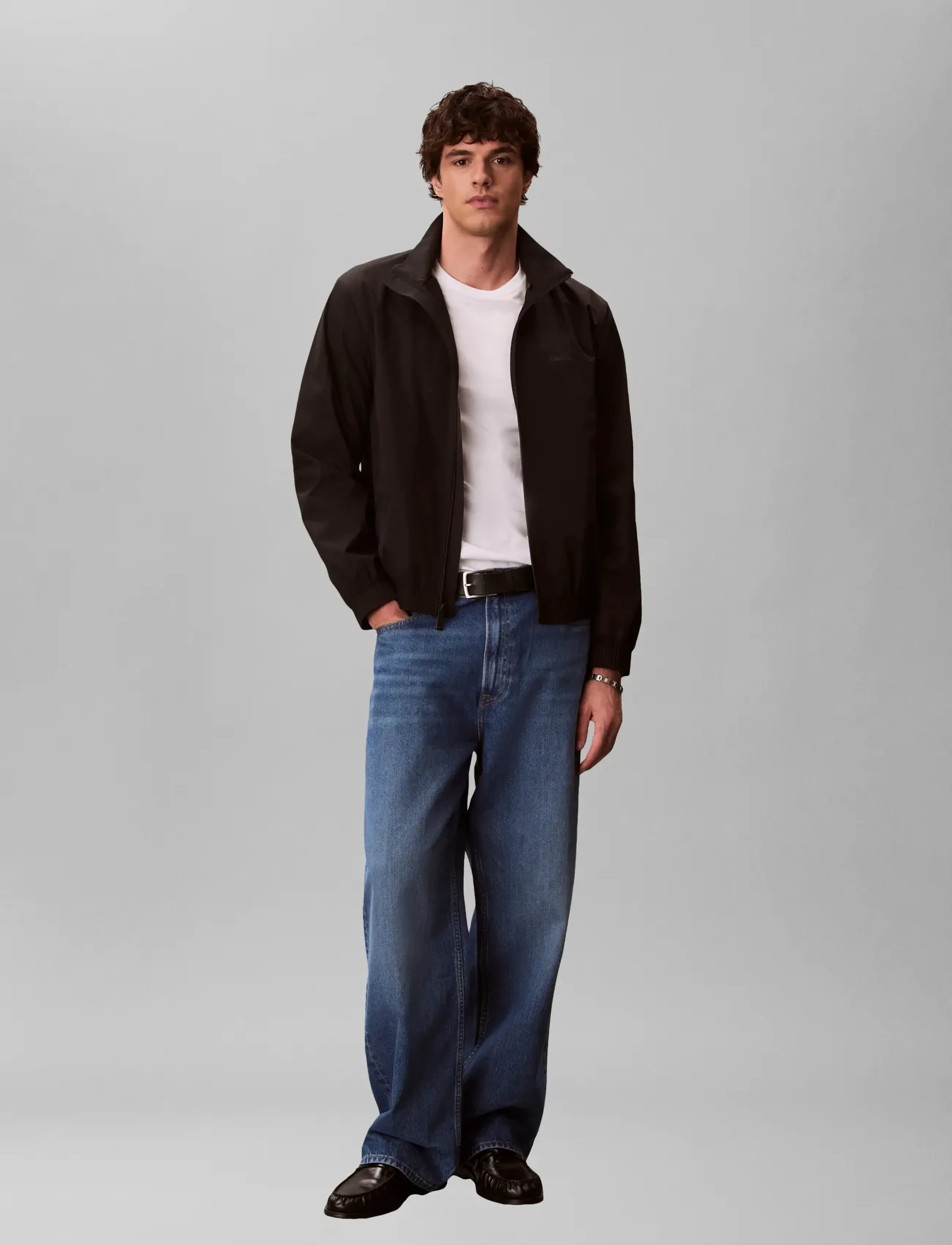 Calvin Klein Ls Nylon Stand Collar Windbreake, Mænd, Standkrave Vindjakke, Sort, Str: M