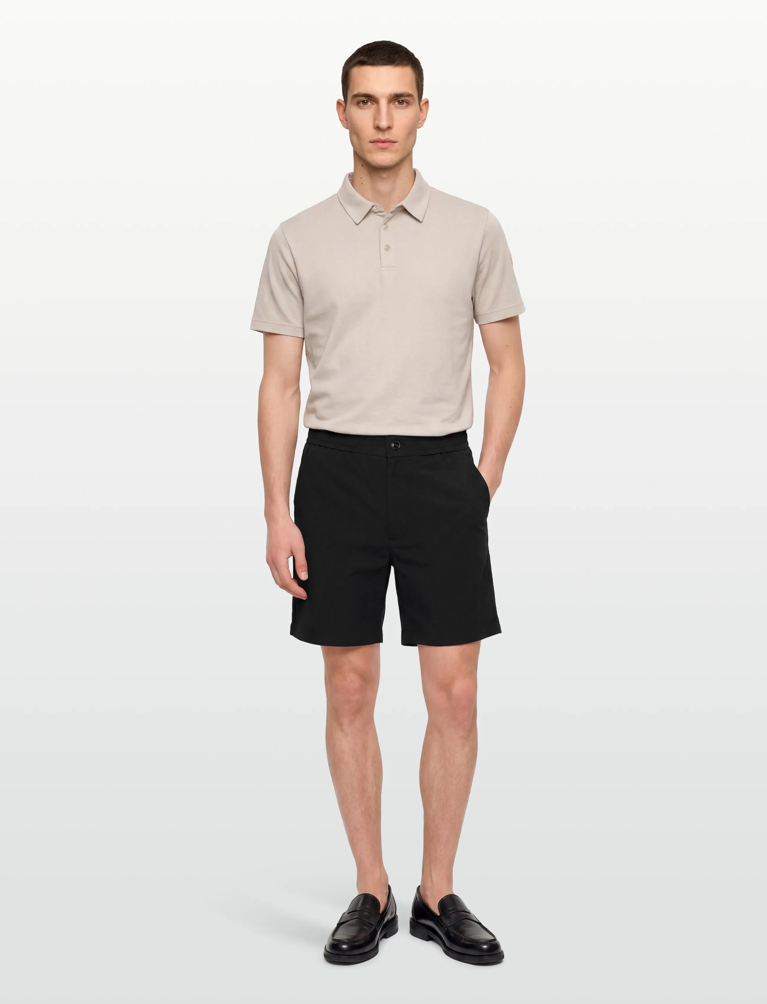 Calvin Klein Straight Seersucker Elastic 7" S, 30, Black, Shorts > Afslappede Shorts, Herre