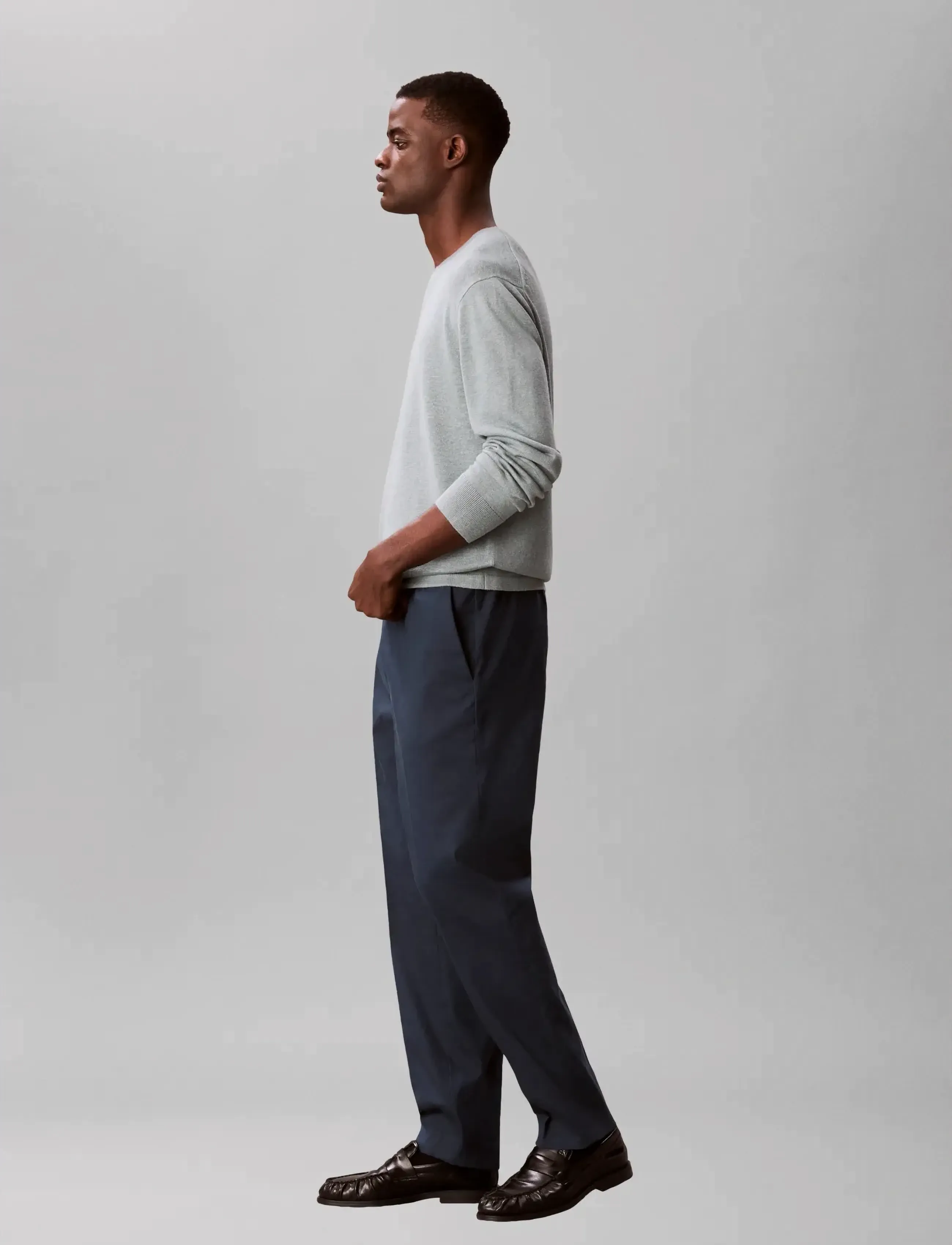 Calvin Klein - TAPERED LINEN LYOCELL PANT - hørbukser - navy stone - 4