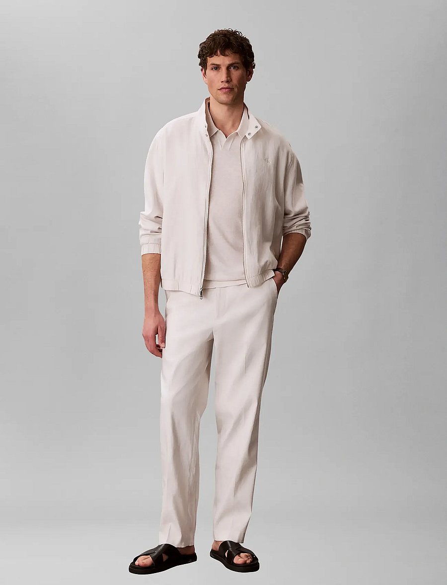 Calvin Klein - TAPERED LINEN LYOCELL PANT - hørbukser - white sand - 2