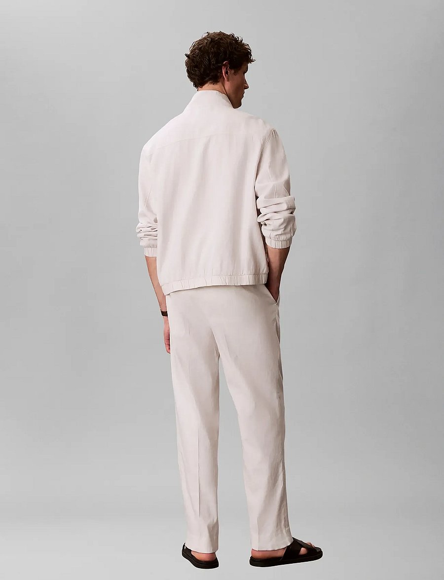 Calvin Klein - TAPERED LINEN LYOCELL PANT - hørbukser - white sand - 3
