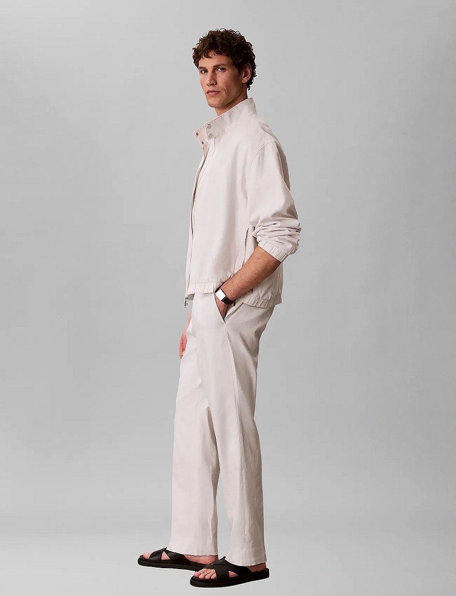 Calvin Klein - TAPERED LINEN LYOCELL PANT - hørbukser - white sand - 4