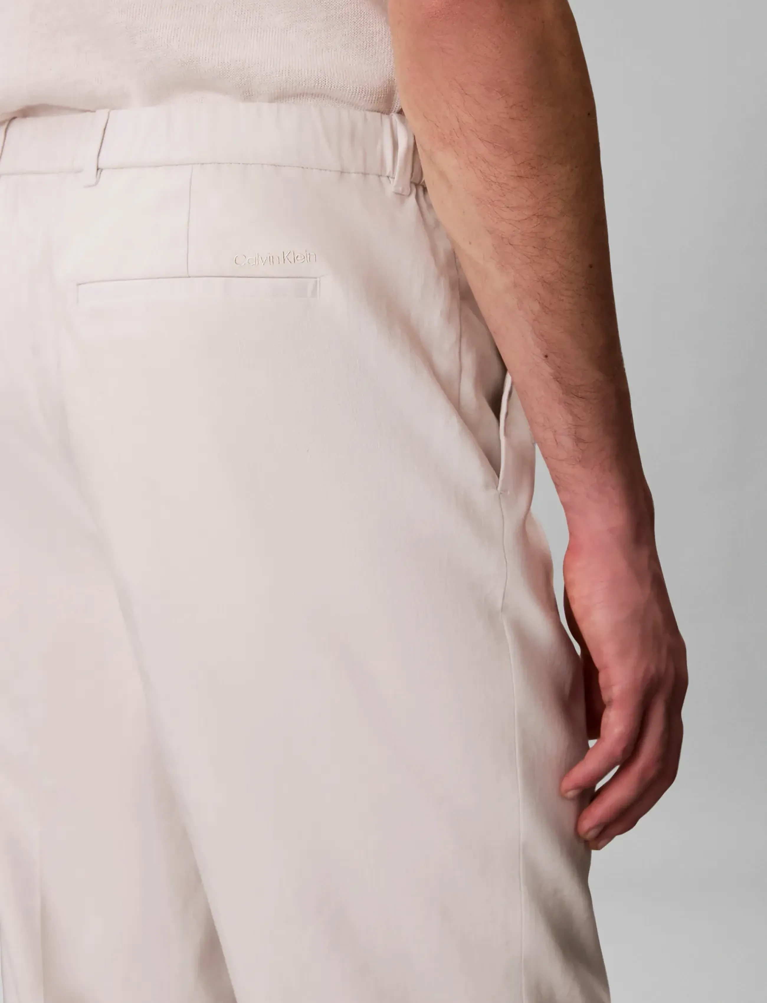 Calvin Klein - TAPERED LINEN LYOCELL PANT - hørbukser - white sand - 5