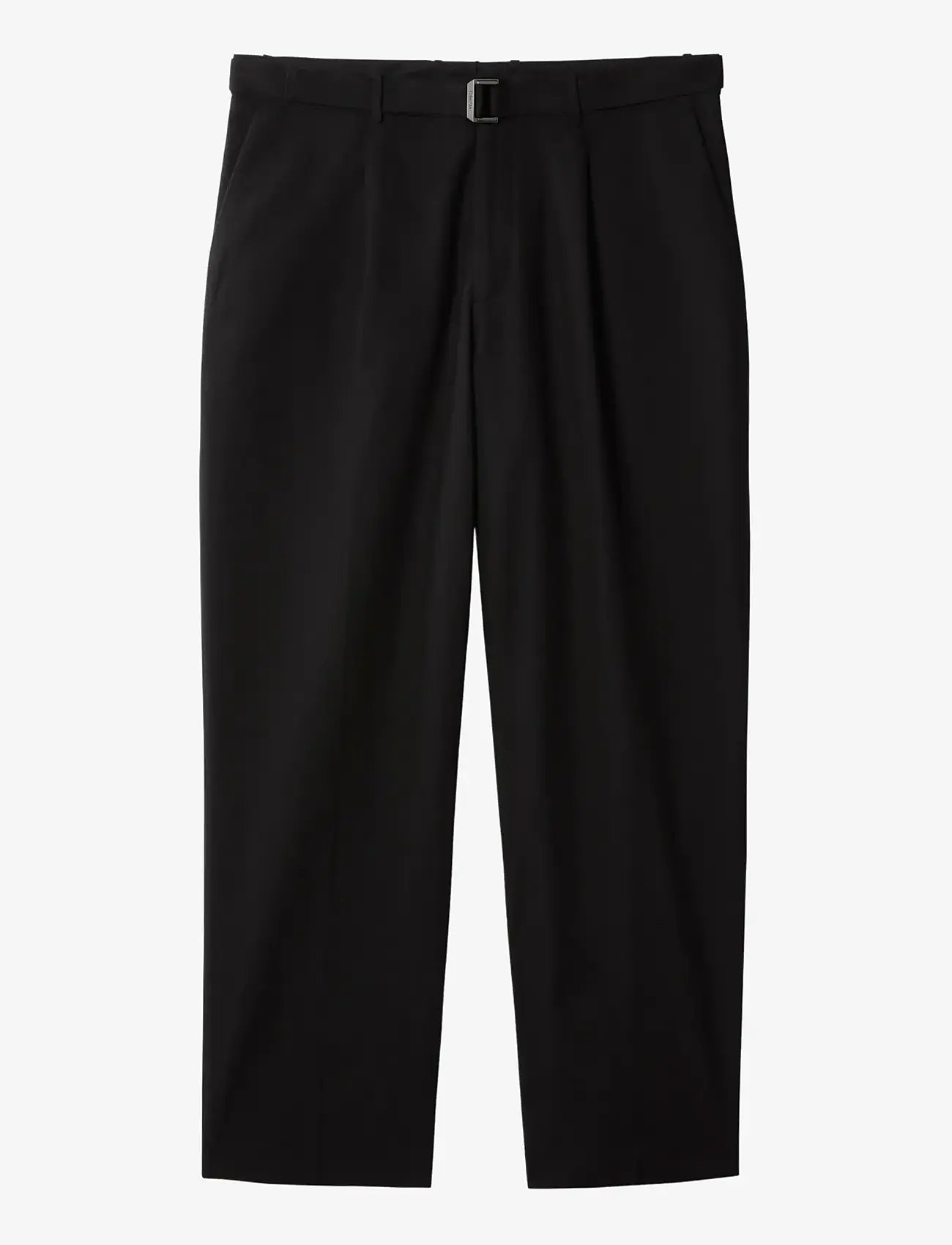 Calvin Klein - STRAIGHT LYOCELL BELTED PLTD TRO - Ülikonnapüksid - black - 1