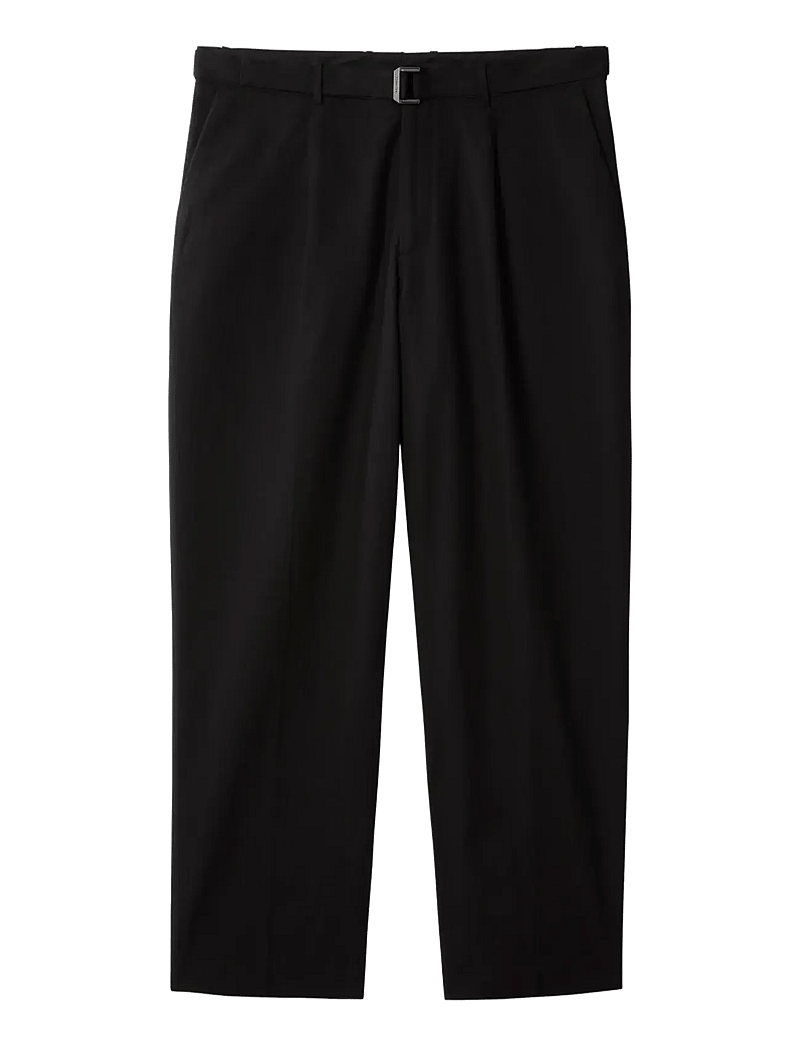 Calvin Klein - STRAIGHT LYOCELL BELTED PLTD TRO - Ülikonnapüksid - black - 1