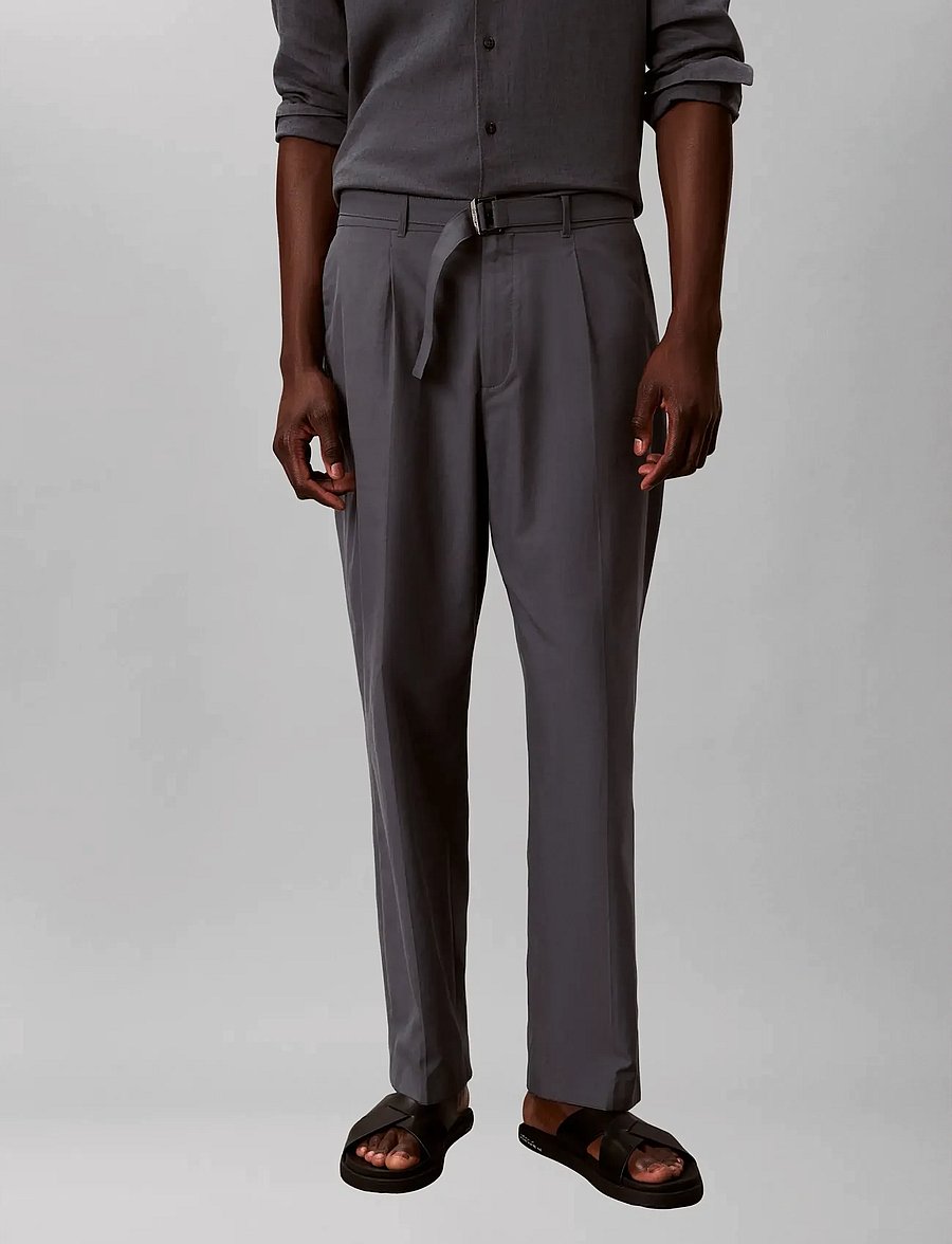 Calvin Klein - STRAIGHT LYOCELL BELTED PLTD TRO - pantalons habillés - turbulence - 3