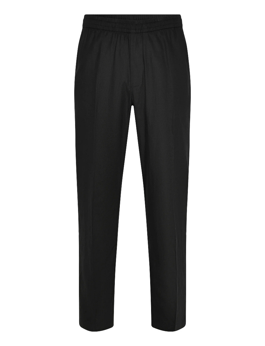 Calvin Klein - STRAIGHT LINEN PULL ON PANT - leinenhosen - black - 0