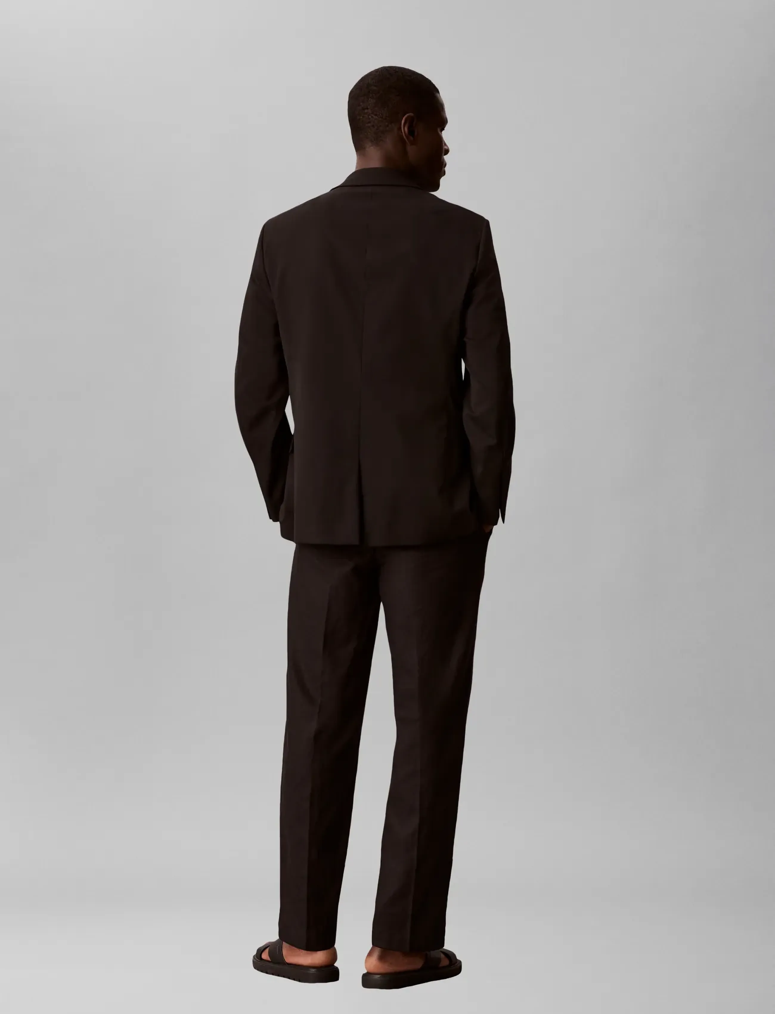 Calvin Klein - STRAIGHT LINEN PULL ON PANT - herbstliche kleidung - black - 3