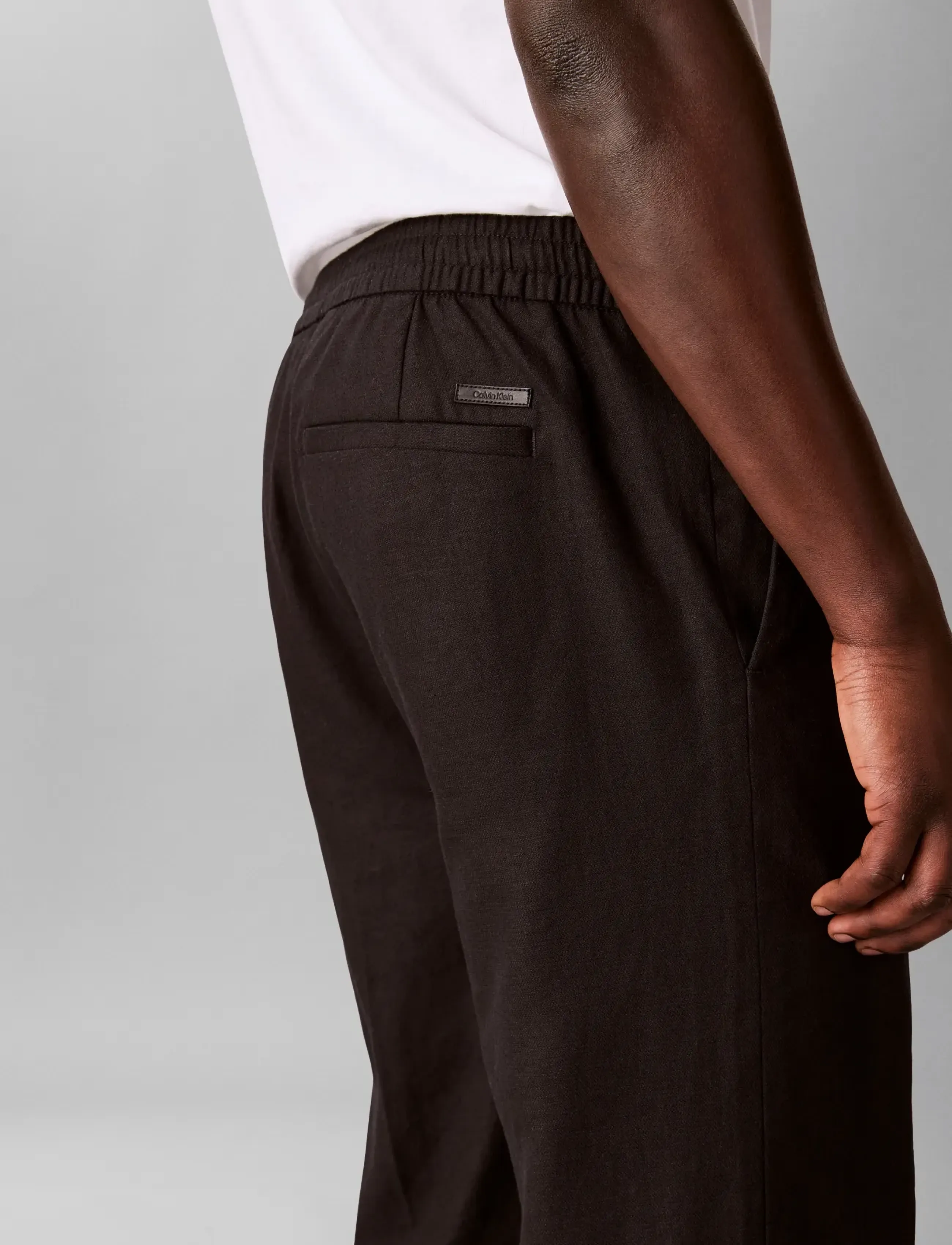 Calvin Klein - STRAIGHT LINEN PULL ON PANT - herbstliche kleidung - black - 5