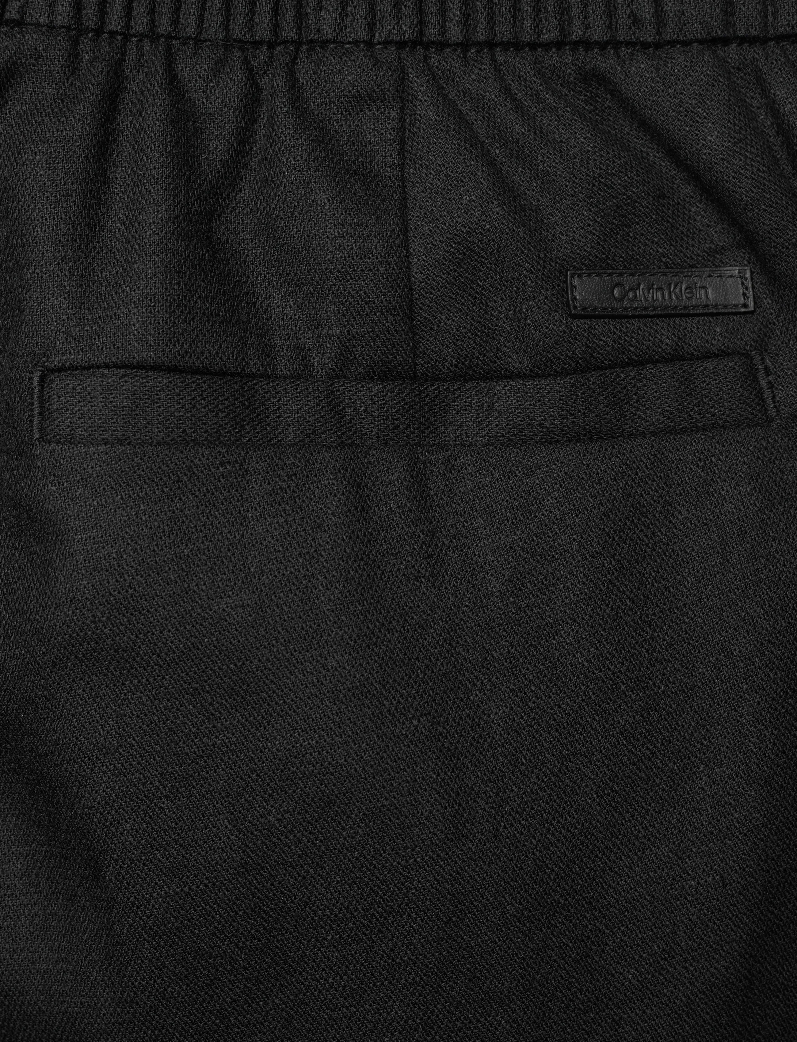 Calvin Klein - STRAIGHT LINEN PULL ON PANT - hørbukser - black - 4