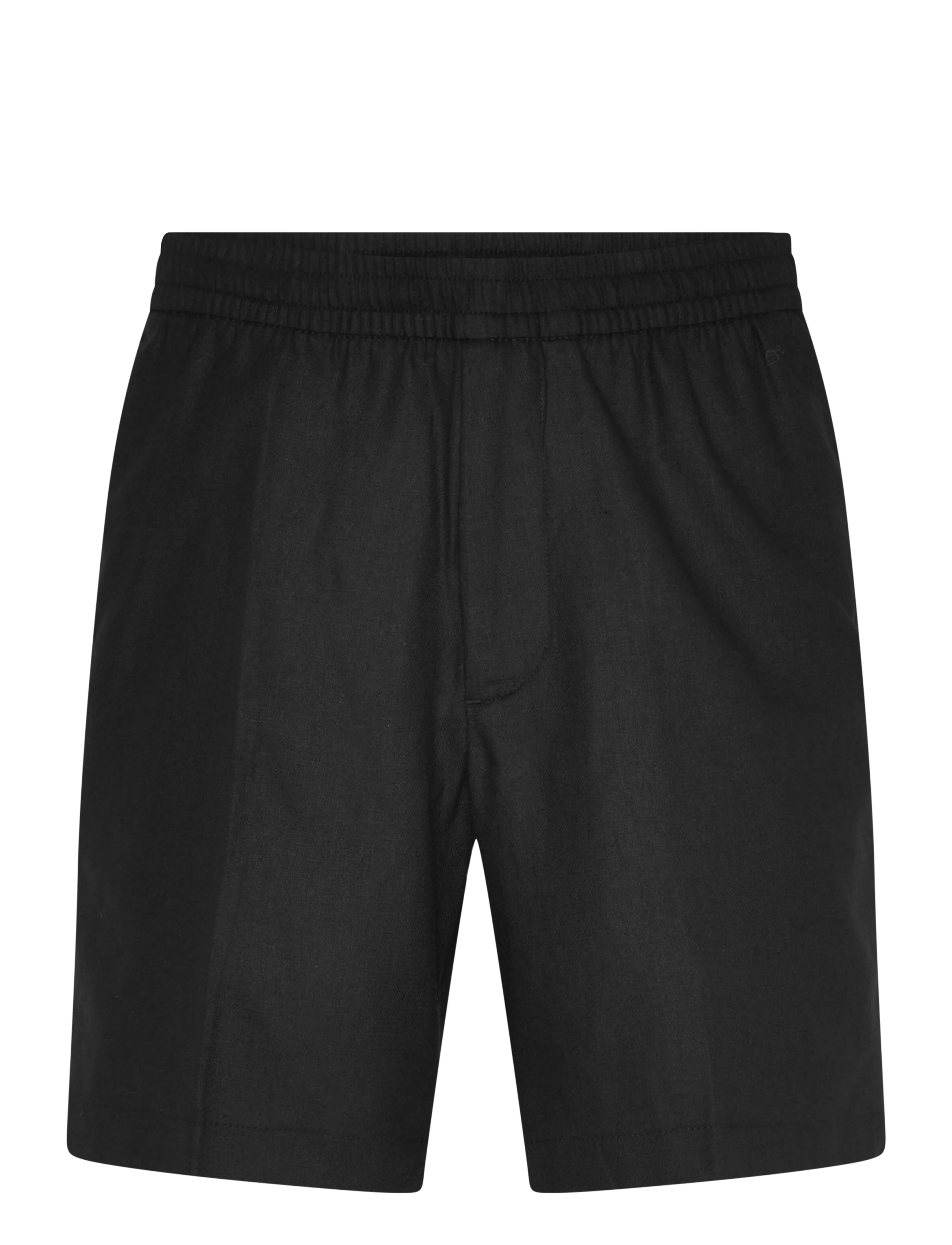 Calvin Klein STRAIGHT LINEN 7" PULL ON SHORT - Shorts - BLACK / black