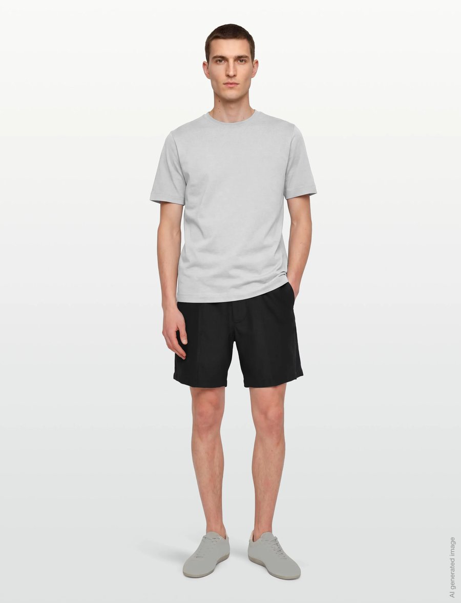 Calvin Klein - STRAIGHT LINEN 7" PULL ON SHORT - linen shorts - black - 0