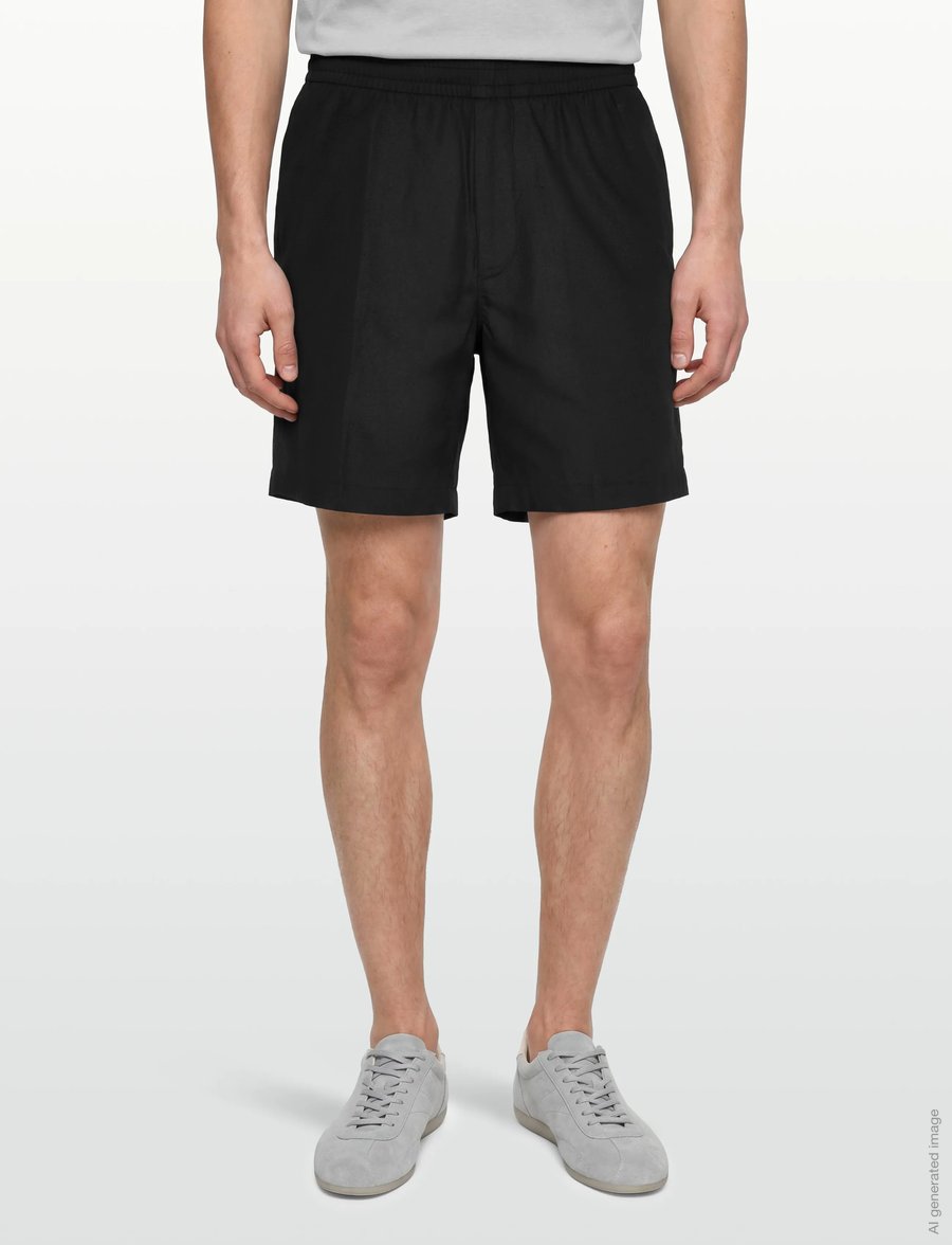 Calvin Klein - STRAIGHT LINEN 7" PULL ON SHORT - linen shorts - black - 3