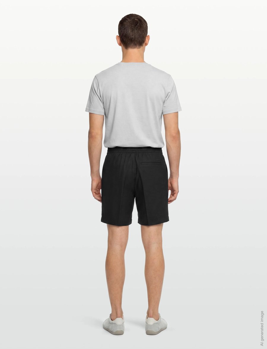 Calvin Klein - STRAIGHT LINEN 7" PULL ON SHORT - linen shorts - black - 4