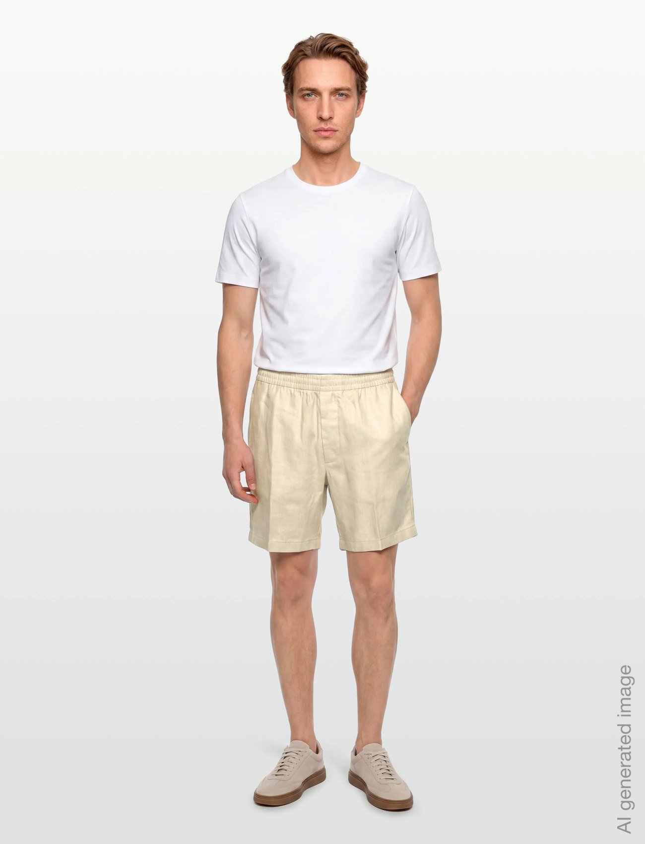 STRAIGHT LINEN 7" PULL ON SHORT - OATMEAL