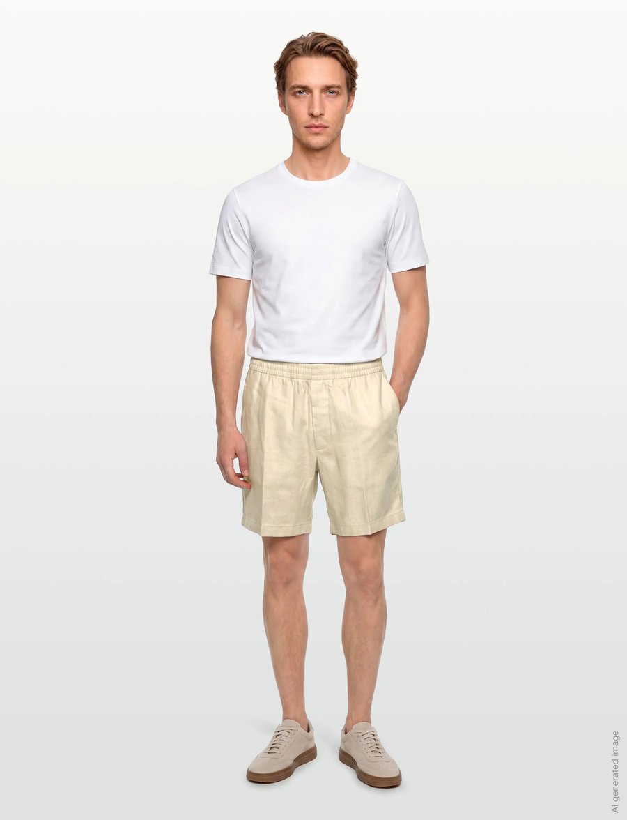Calvin Klein - STRAIGHT LINEN 7" PULL ON SHORT - shorts en lin - oatmeal - 0