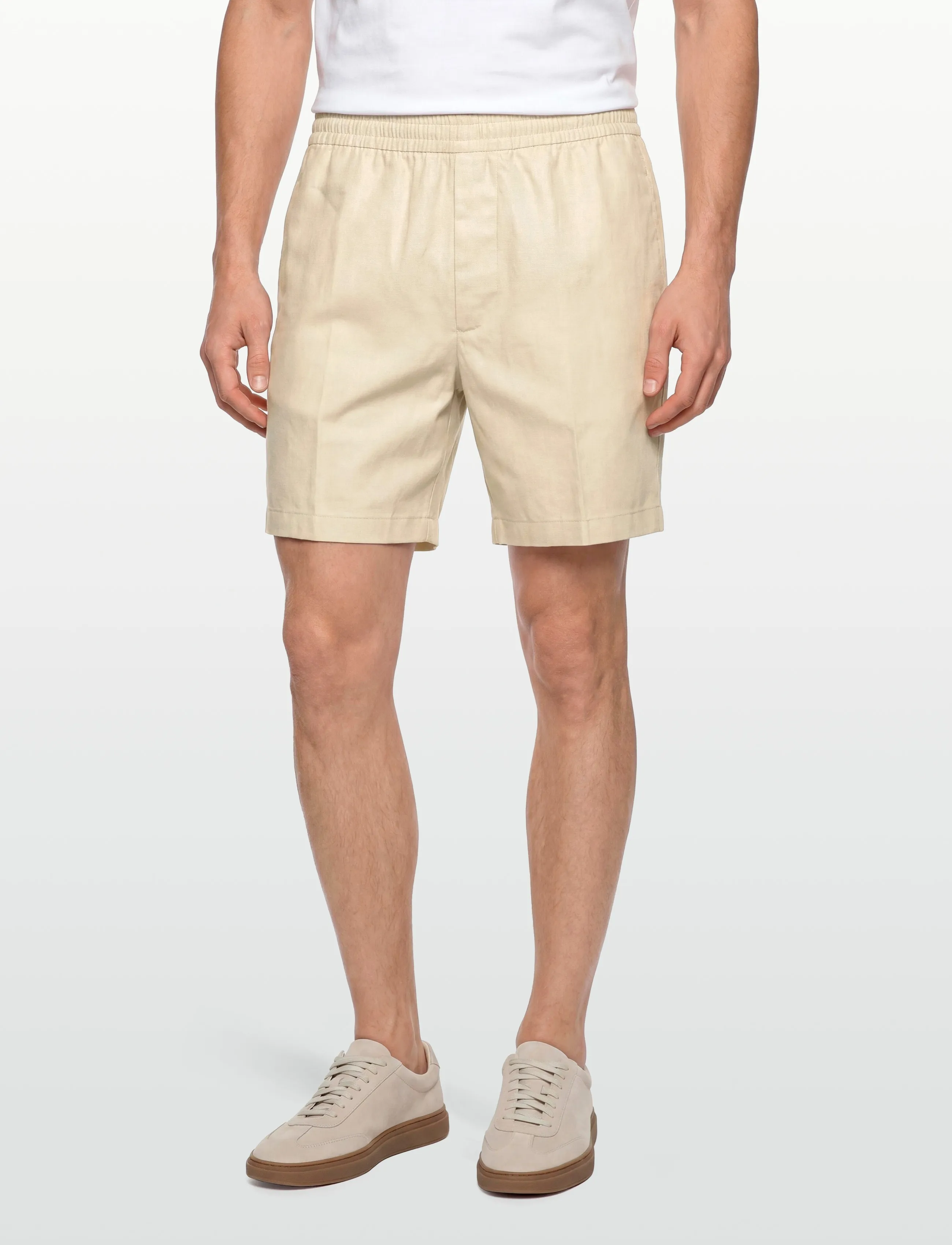 Calvin Klein - STRAIGHT LINEN 7" PULL ON SHORT - leinen-shorts - oatmeal - 3