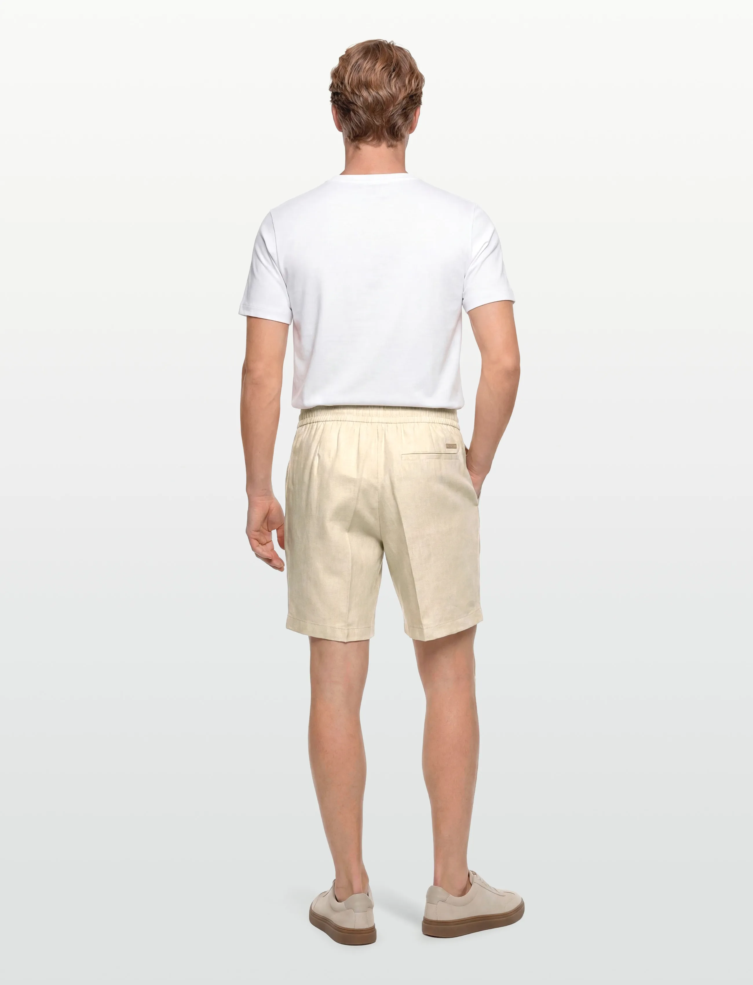 Calvin Klein - STRAIGHT LINEN 7" PULL ON SHORT - leinen-shorts - oatmeal - 4