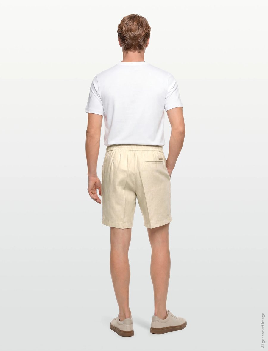 Calvin Klein - STRAIGHT LINEN 7" PULL ON SHORT - leinen-shorts - oatmeal - 4