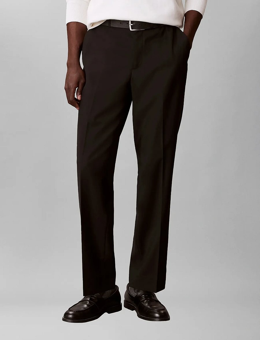 Calvin Klein - TAPERED TRAVEL TWILL WOOL TROUSE - casual bukser - black - 3